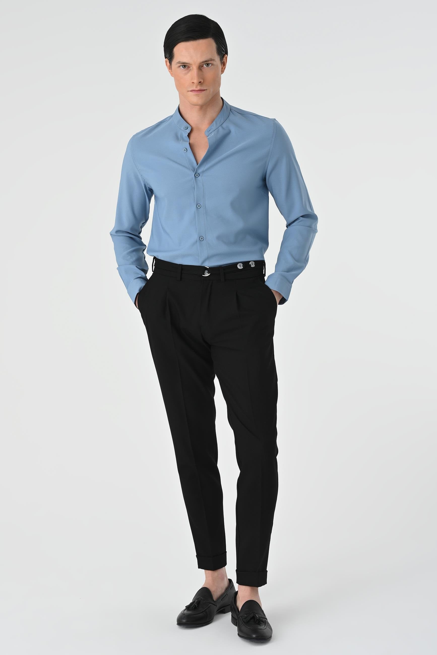 Antioch-İndigo Regular Fit Hakim Yaka Erkek Gömlek-Gömlek-1-Milagron.com