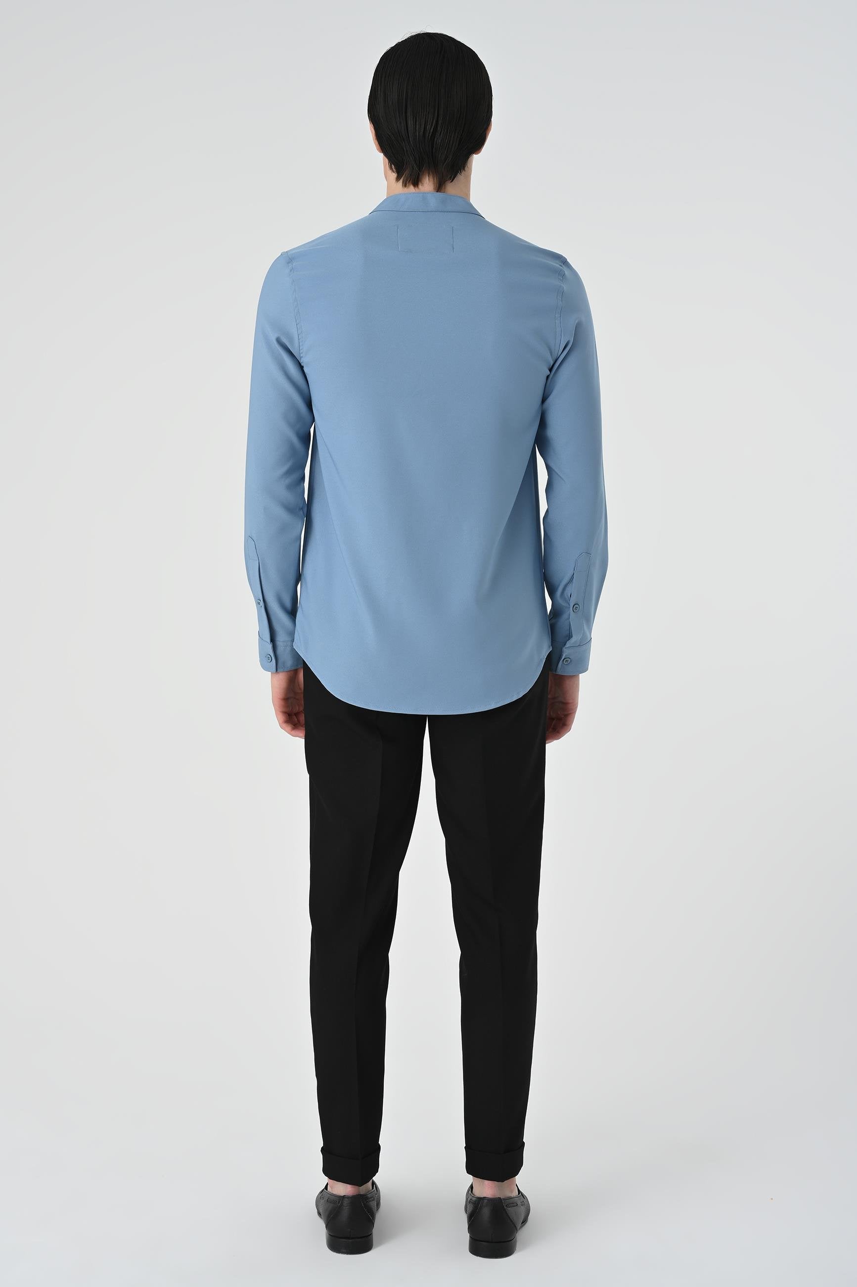 Antioch-İndigo Regular Fit Hakim Yaka Erkek Gömlek-Gömlek-6-Milagron.com