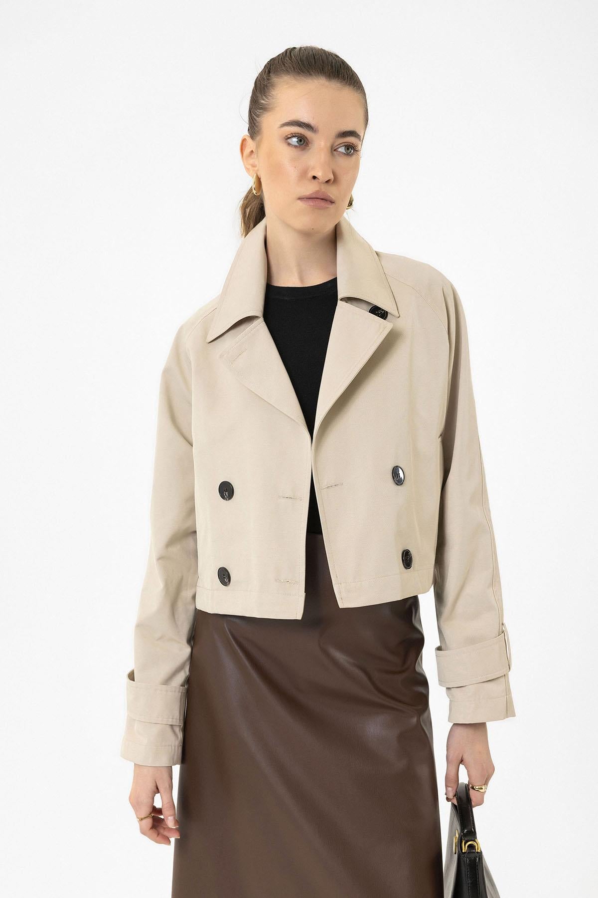 Antioch-Kadın Kruvaze Kısa Trençkot-Trençkot-1-Milagron.com