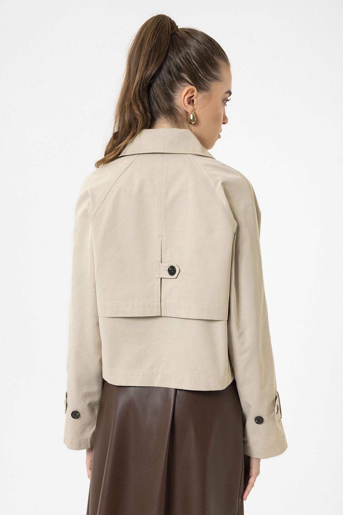 Antioch-Kadın Kruvaze Kısa Trençkot-Trençkot-5-Milagron.com