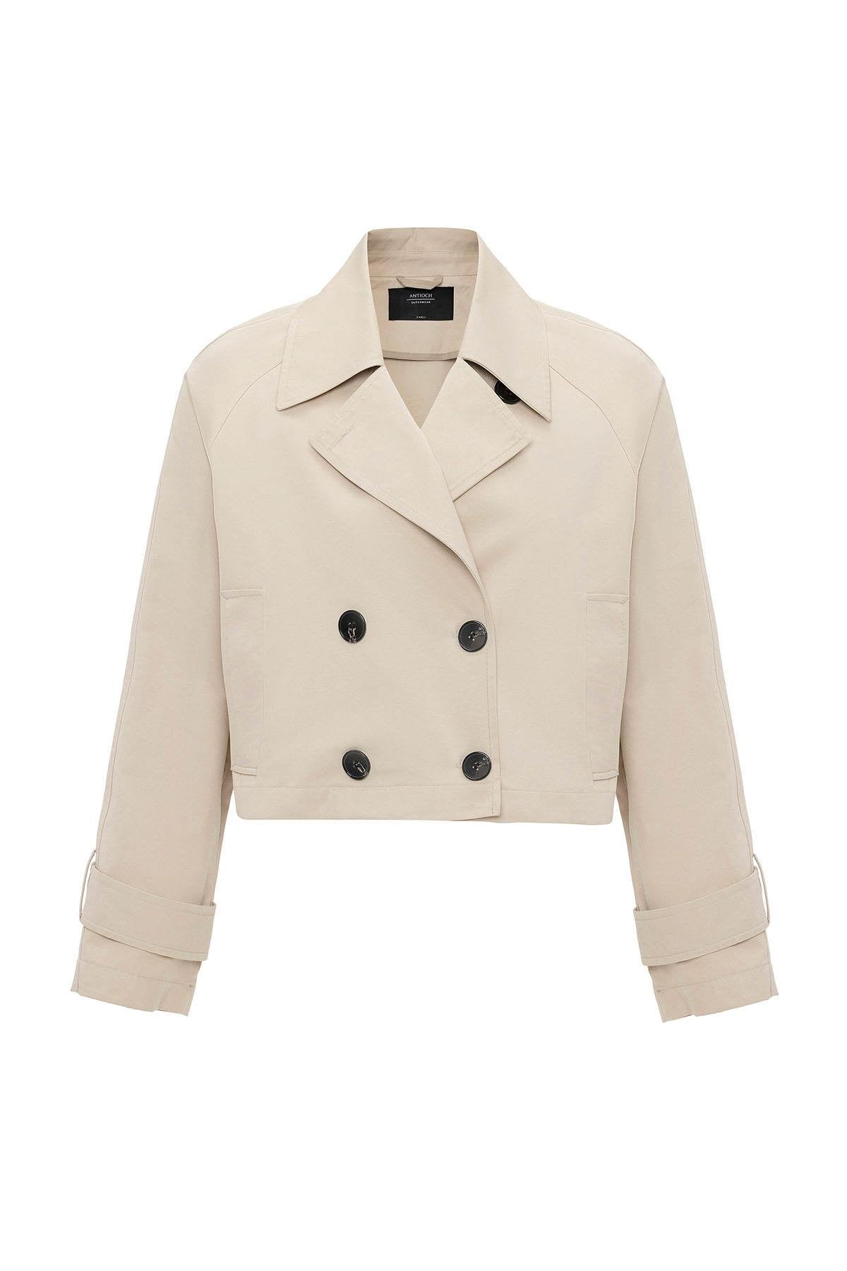 Antioch-Kadın Kruvaze Kısa Trençkot-Trençkot-6-Milagron.com