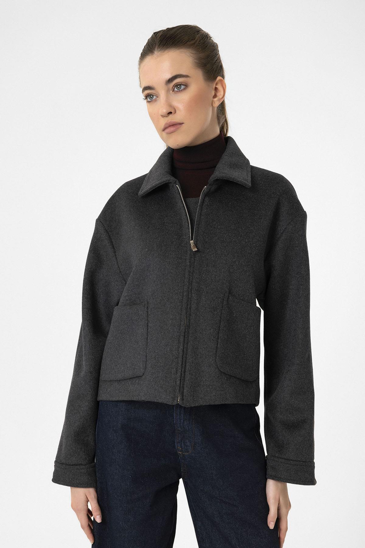 Antioch-Kadın Yün Karışımlı Kısa Ceket-Ceket-4-Milagron.com