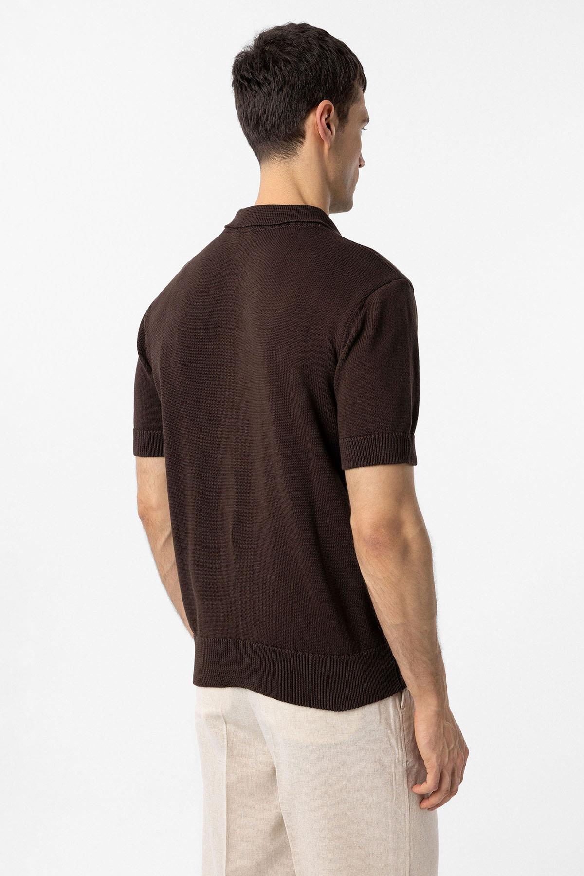 Antioch-Kahve 100% Pamuk Polo Yaka Triko T Shirt-T-Shirts-5-Milagron.com