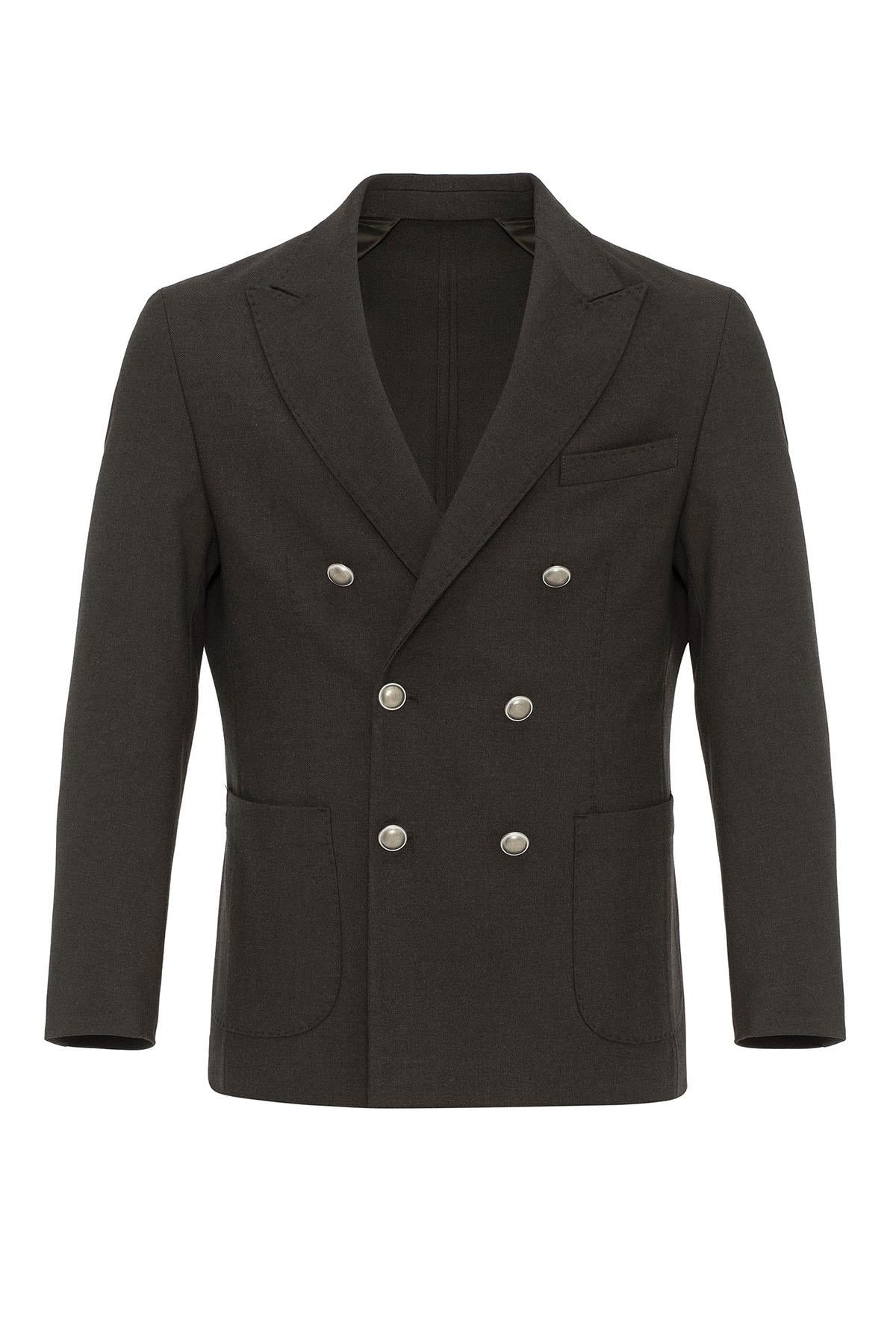 Antioch-Kahve Astarsız Kruvaze Erkek Blazer Ceket-Ceket-7-Milagron.com