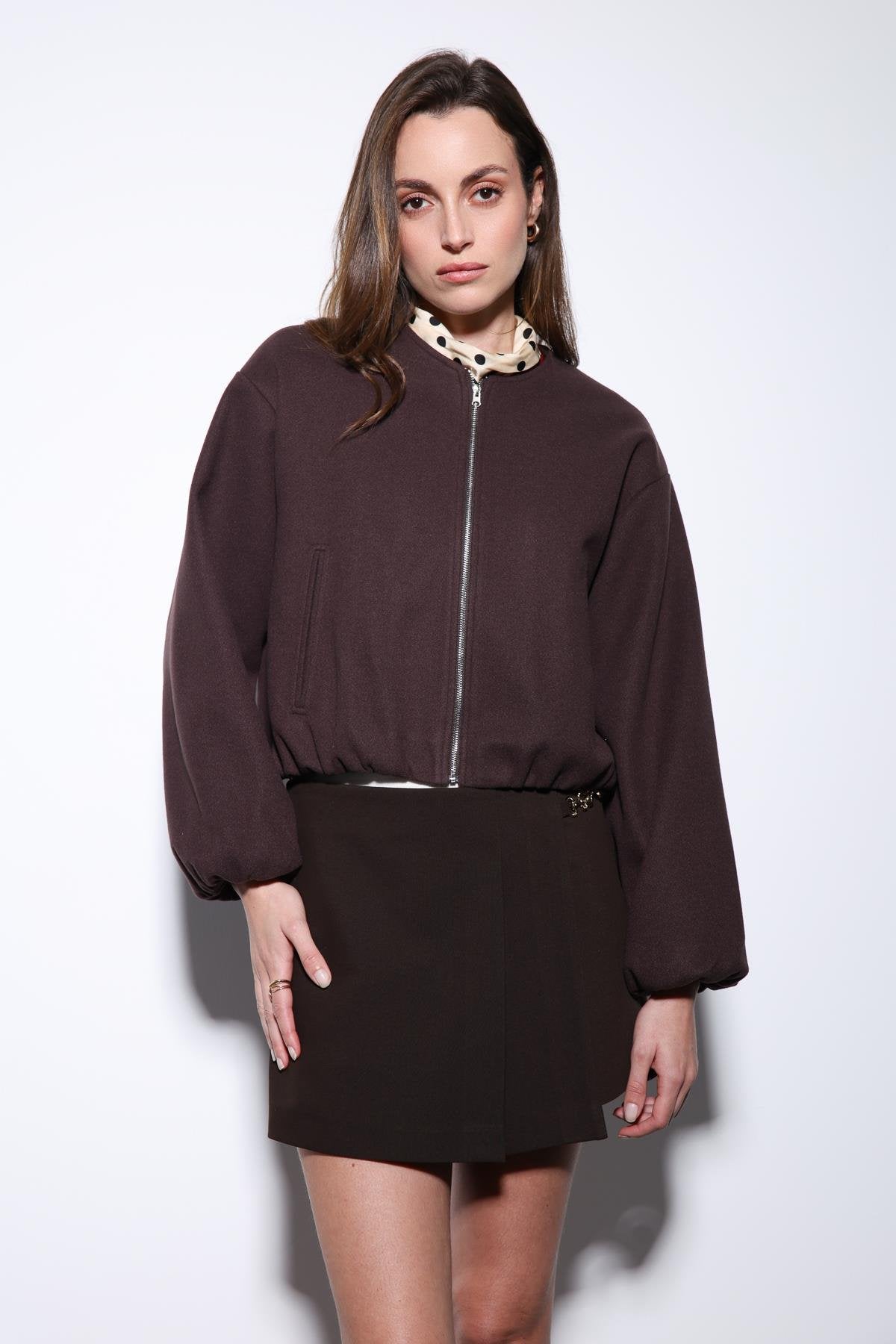 Antioch-Kahve Bel Lastikli Crop Kadın Mont-Mont-3-Milagron.com