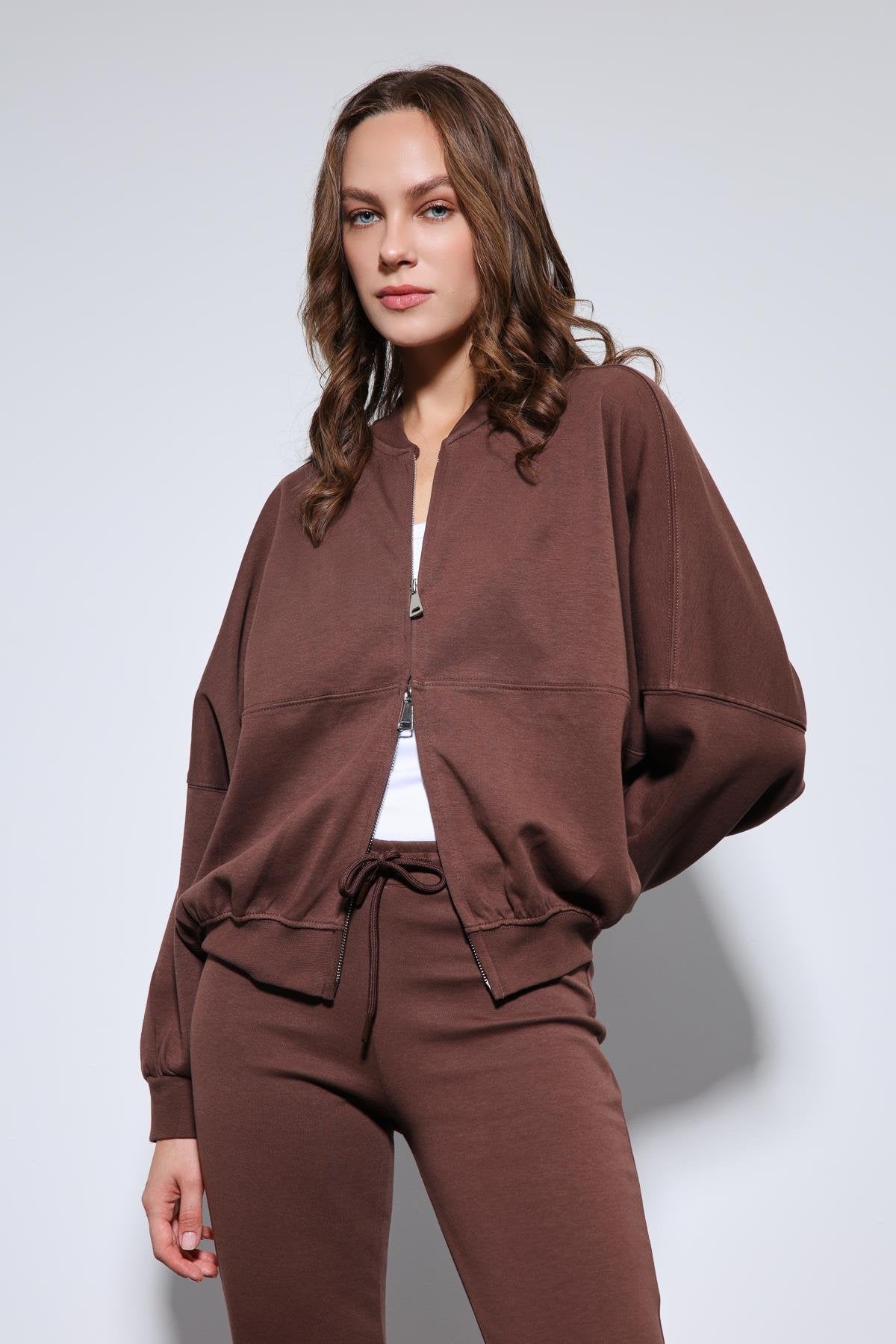 Antioch-Kahve Bomber Ceket Ve İspanyol Paça Eşofman Takım-Takım-5-Milagron.com