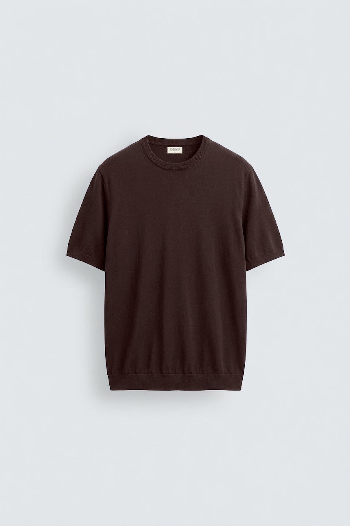 Antioch Kahve Comfort Slim Triko T-Shirt