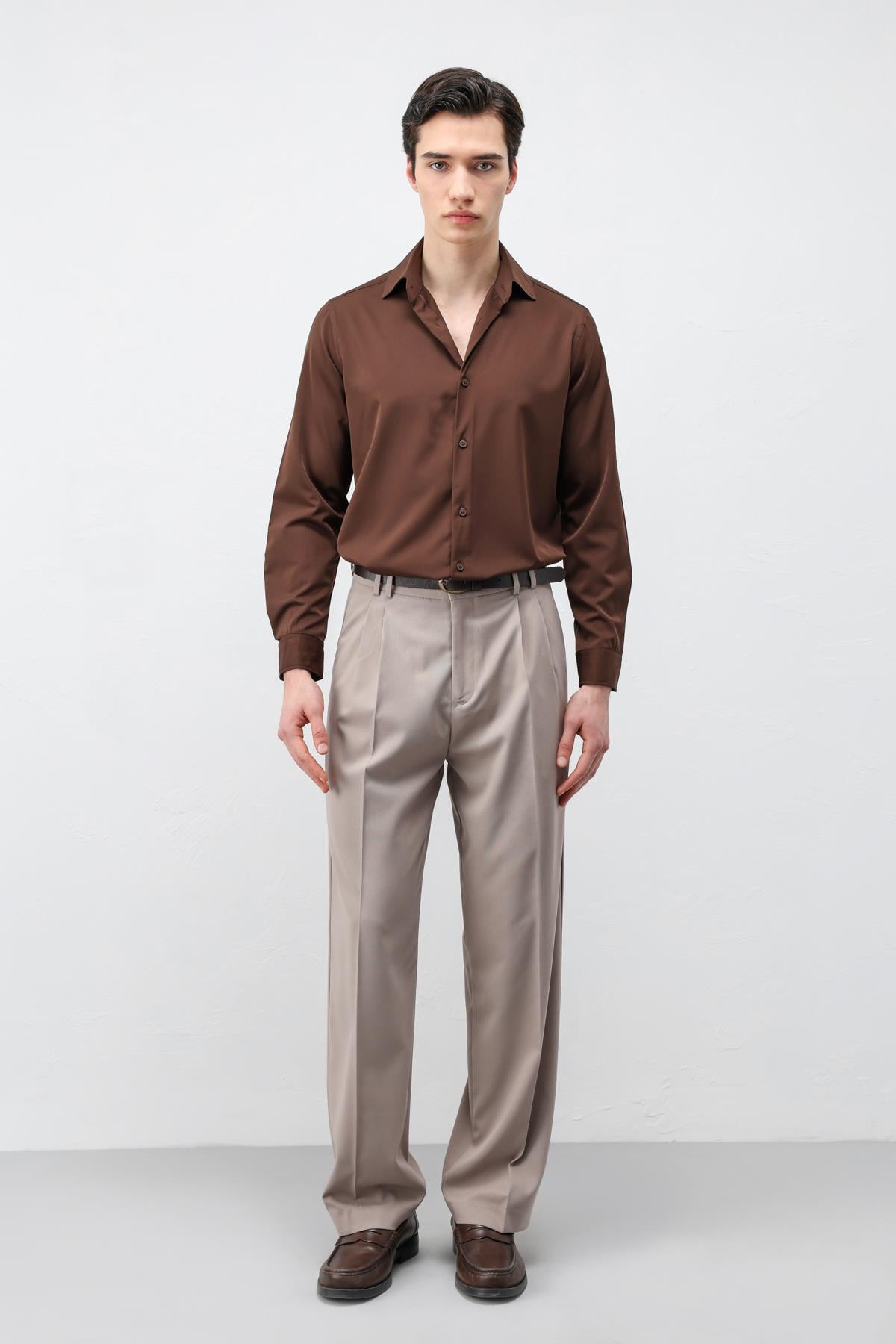 Antioch Kahve Comfort Slim Erkek Gömlek