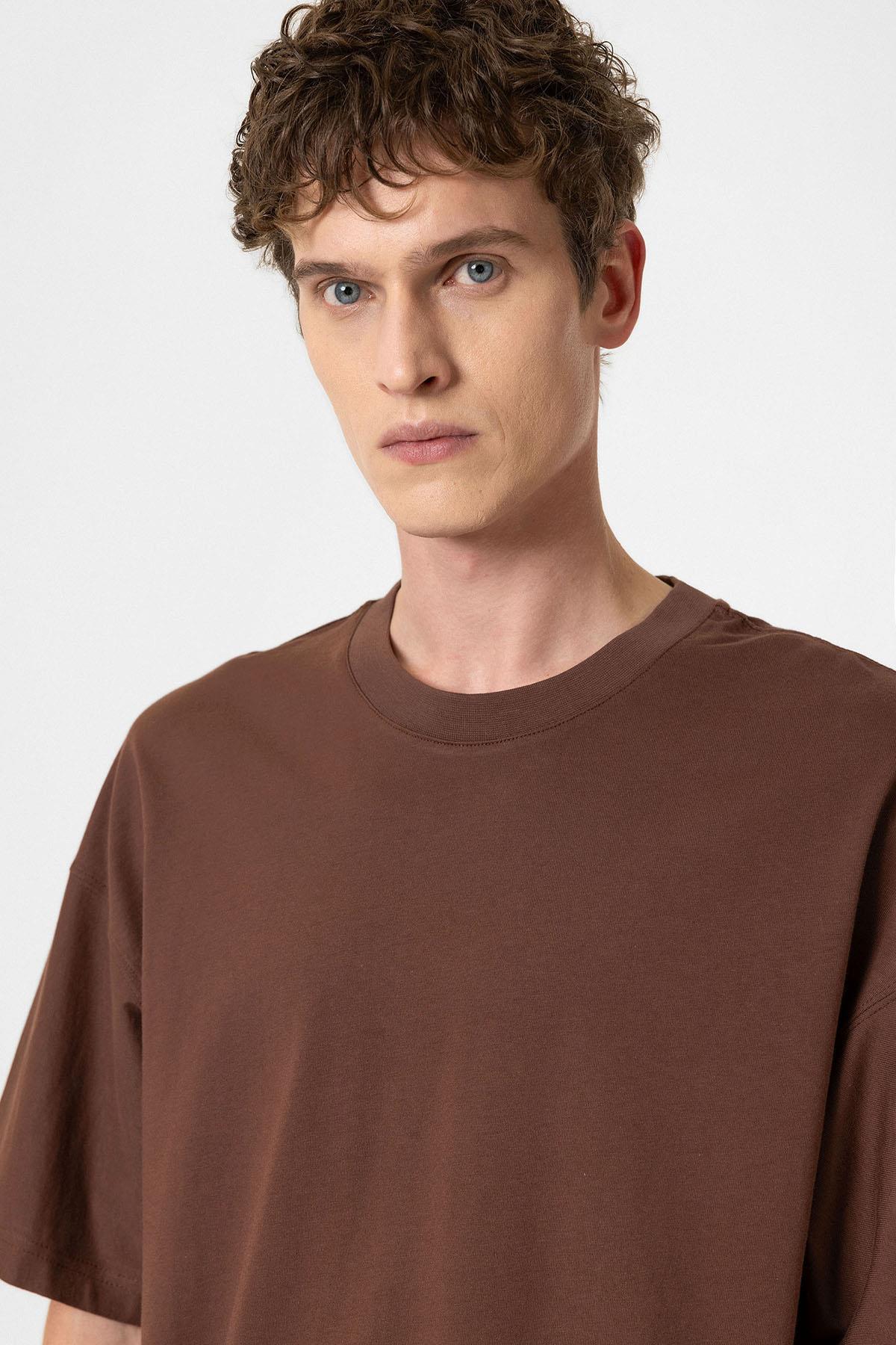 Antioch-Kahve Crop Fit Erkek T Shirt-T-Shirts-4-Milagron.com