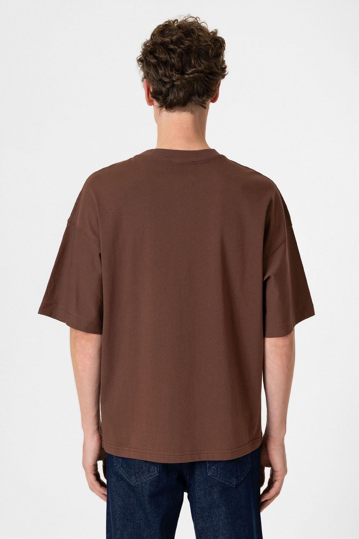 Antioch-Kahve Crop Fit Erkek T Shirt-T-Shirts-5-Milagron.com