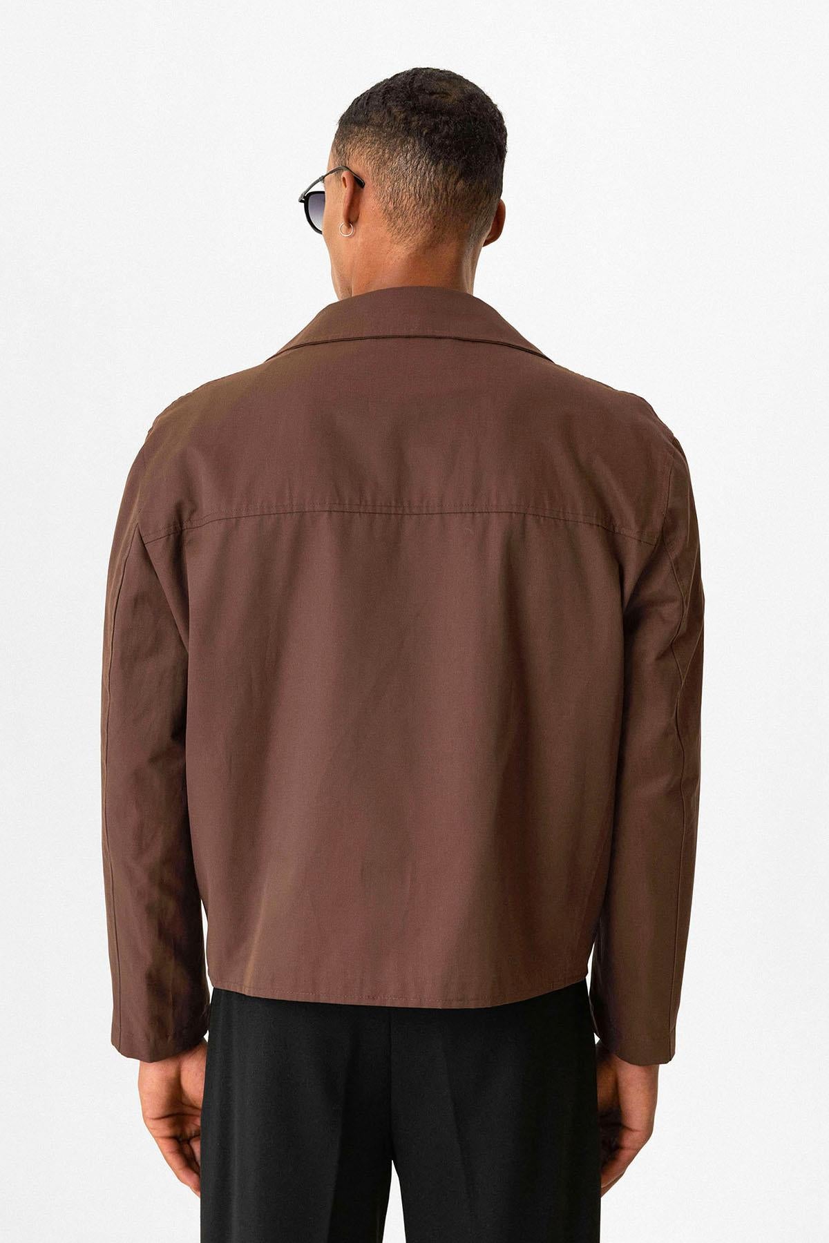 Antioch-Kahve Crop Fit Erkek Trençkot-Trençkot-6-Milagron.com