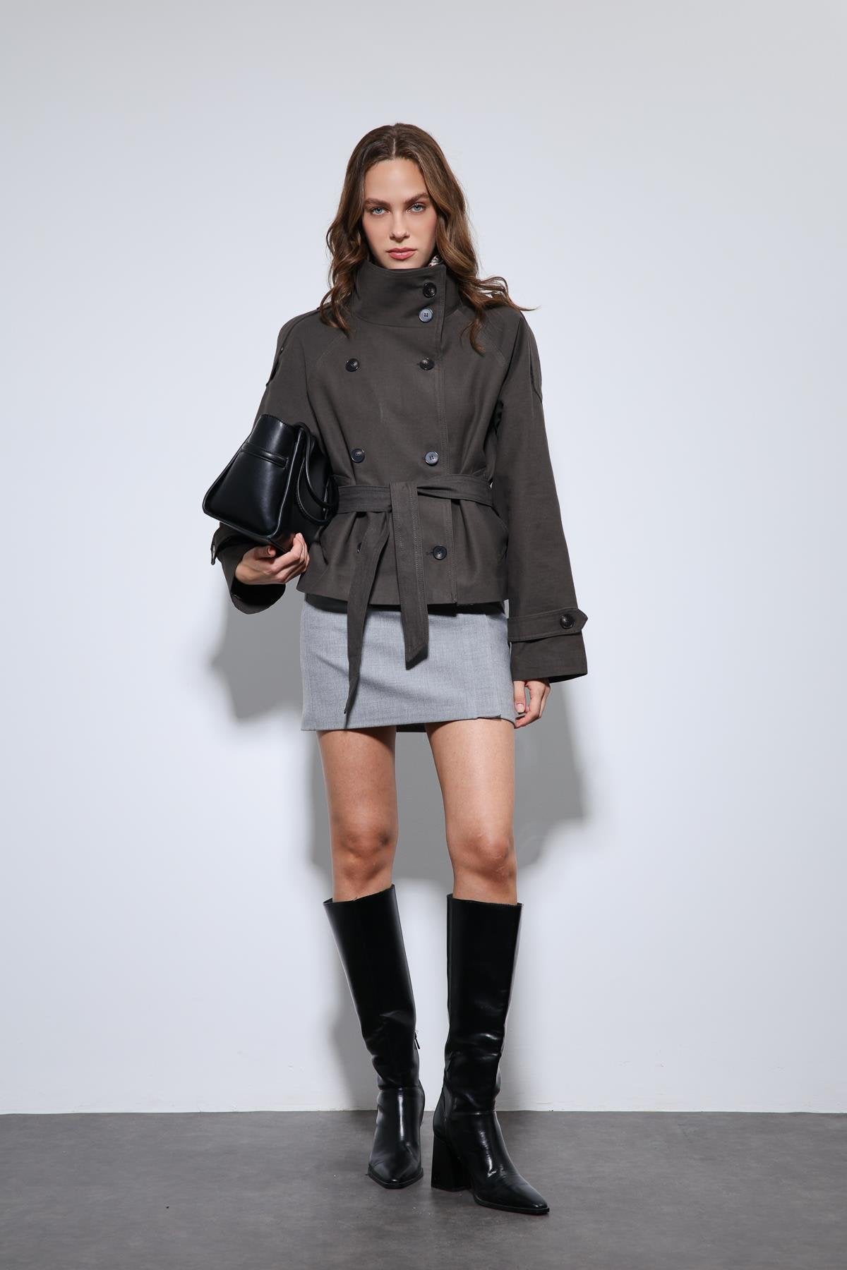 Antioch-Kahve Dik Yaka Kruvaze Trençkot-Trençkot-1-Milagron.com