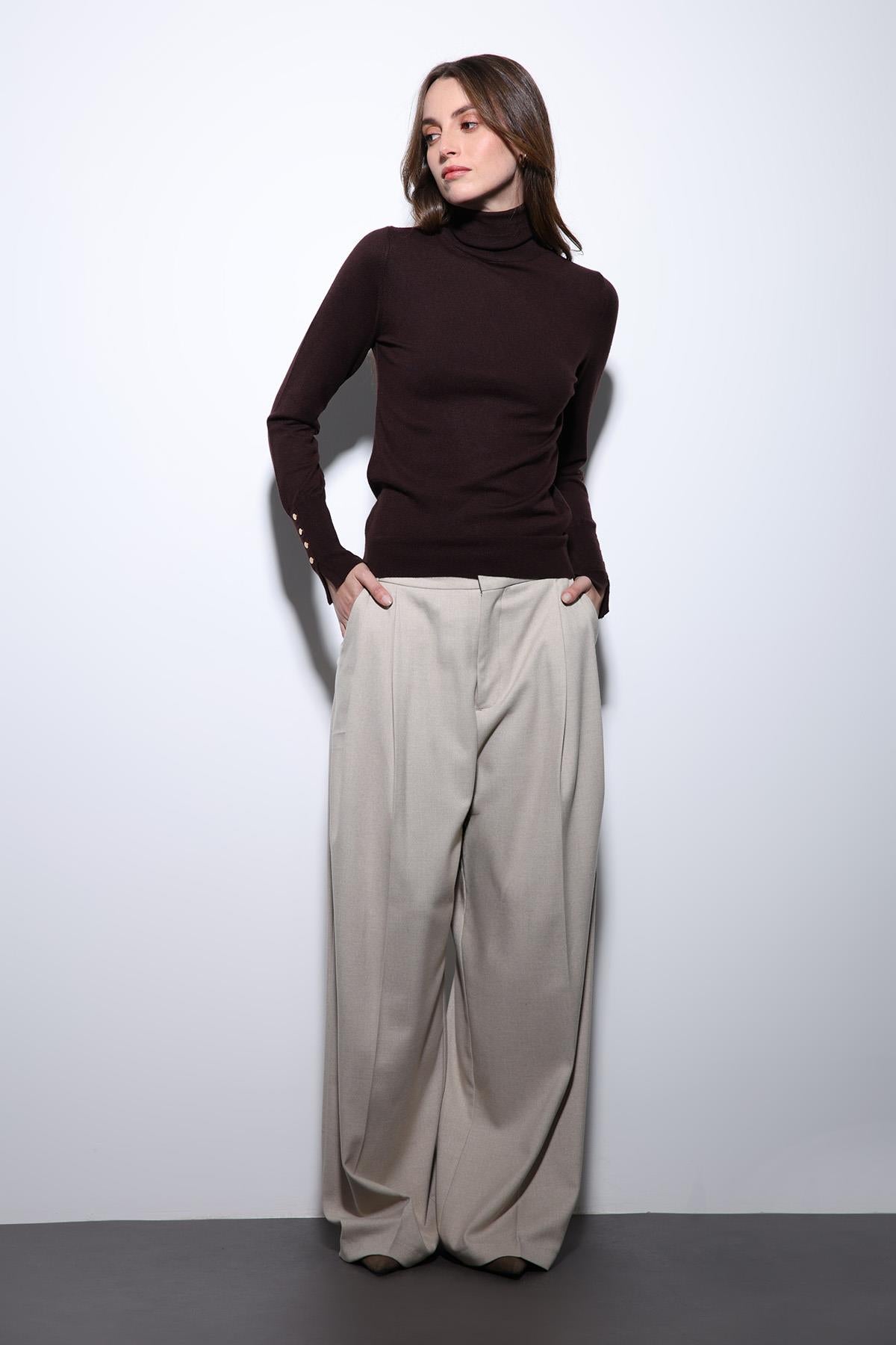 Antioch-Kahve Dik Yaka Triko Kazak-Kazak-3-Milagron.com