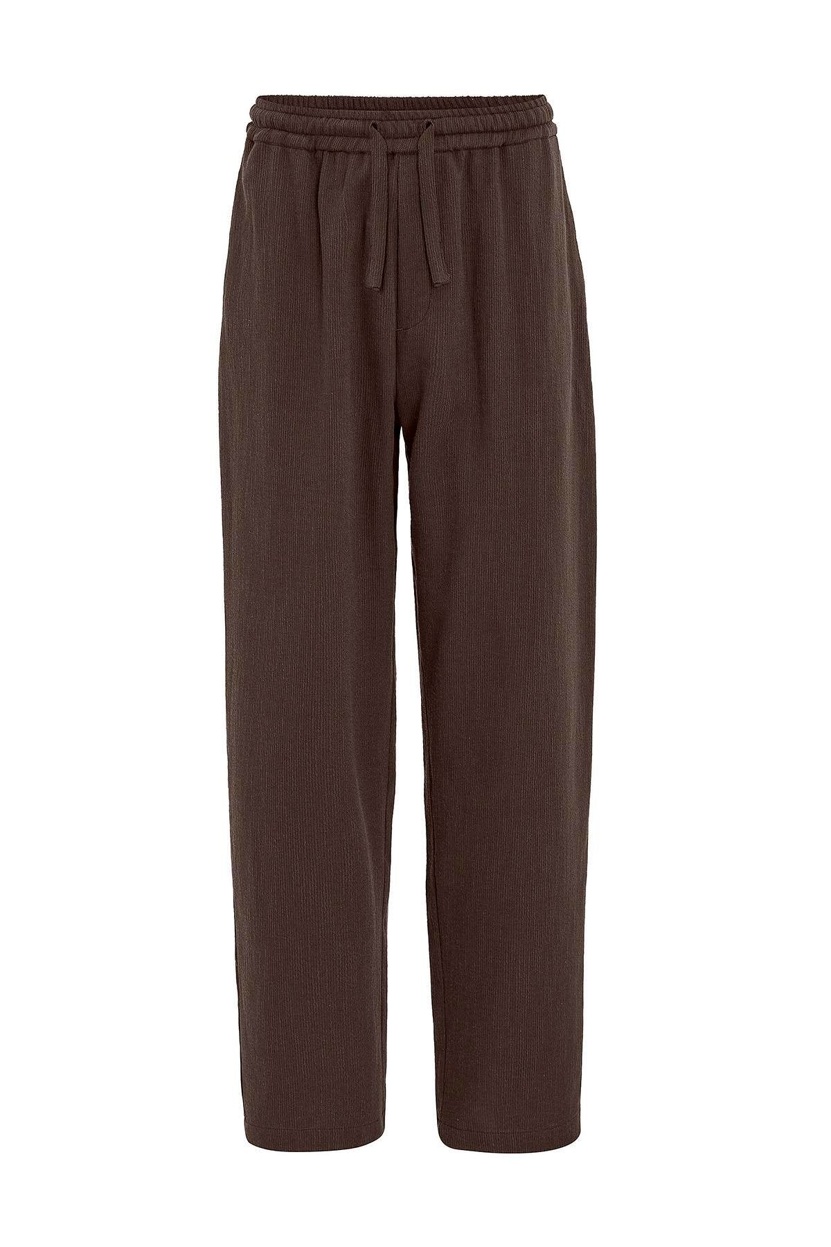 Antioch-Kahve Dokulu Erkek Pantolon-Kumaş Pantolon-5-Milagron.com