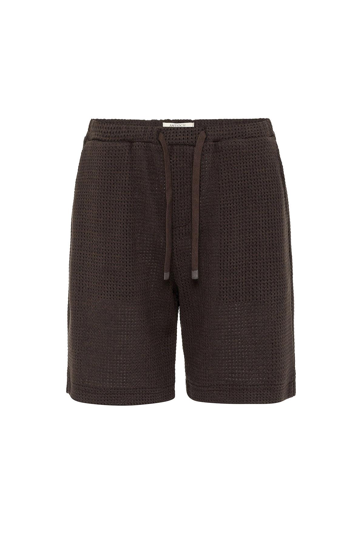 Antioch-Kahve Dokulu Relaxed Erkek Şort-Şort-6-Milagron.com