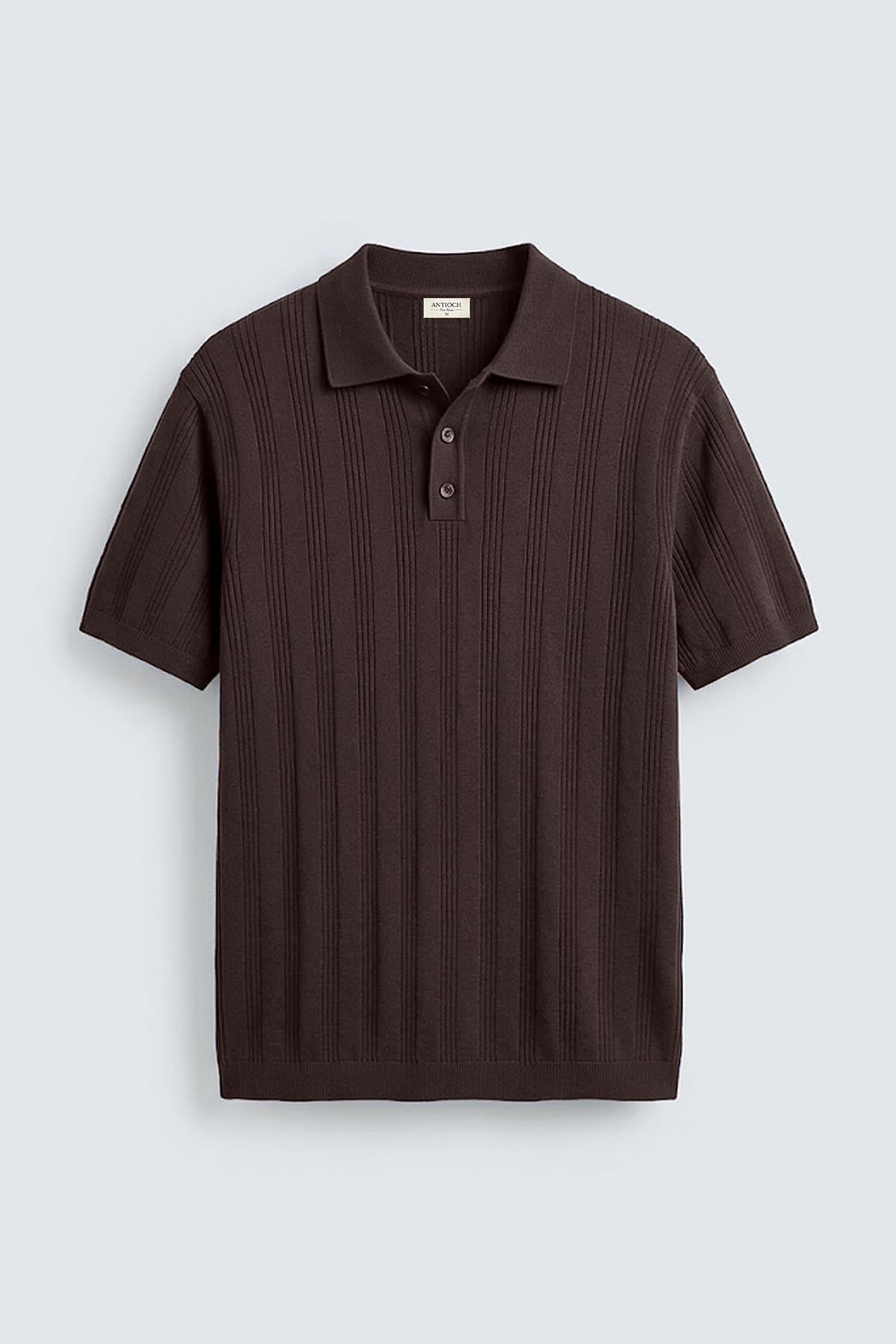 Antioch Kahve Dokulu Triko Erkek Polo T-Shirt