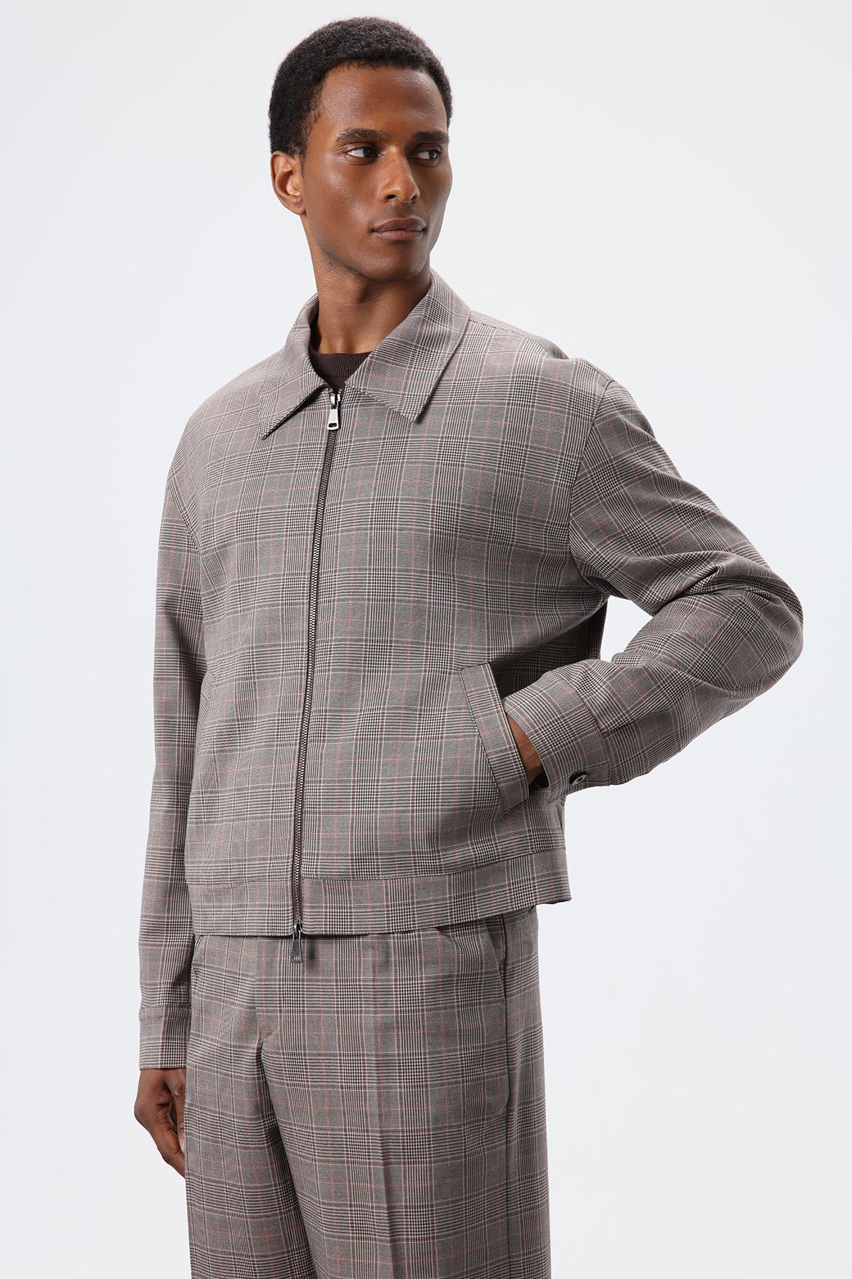 Antioch-Kahve Ekoseli Mevsimlik Erkek Mont-Mont-3-Milagron.com