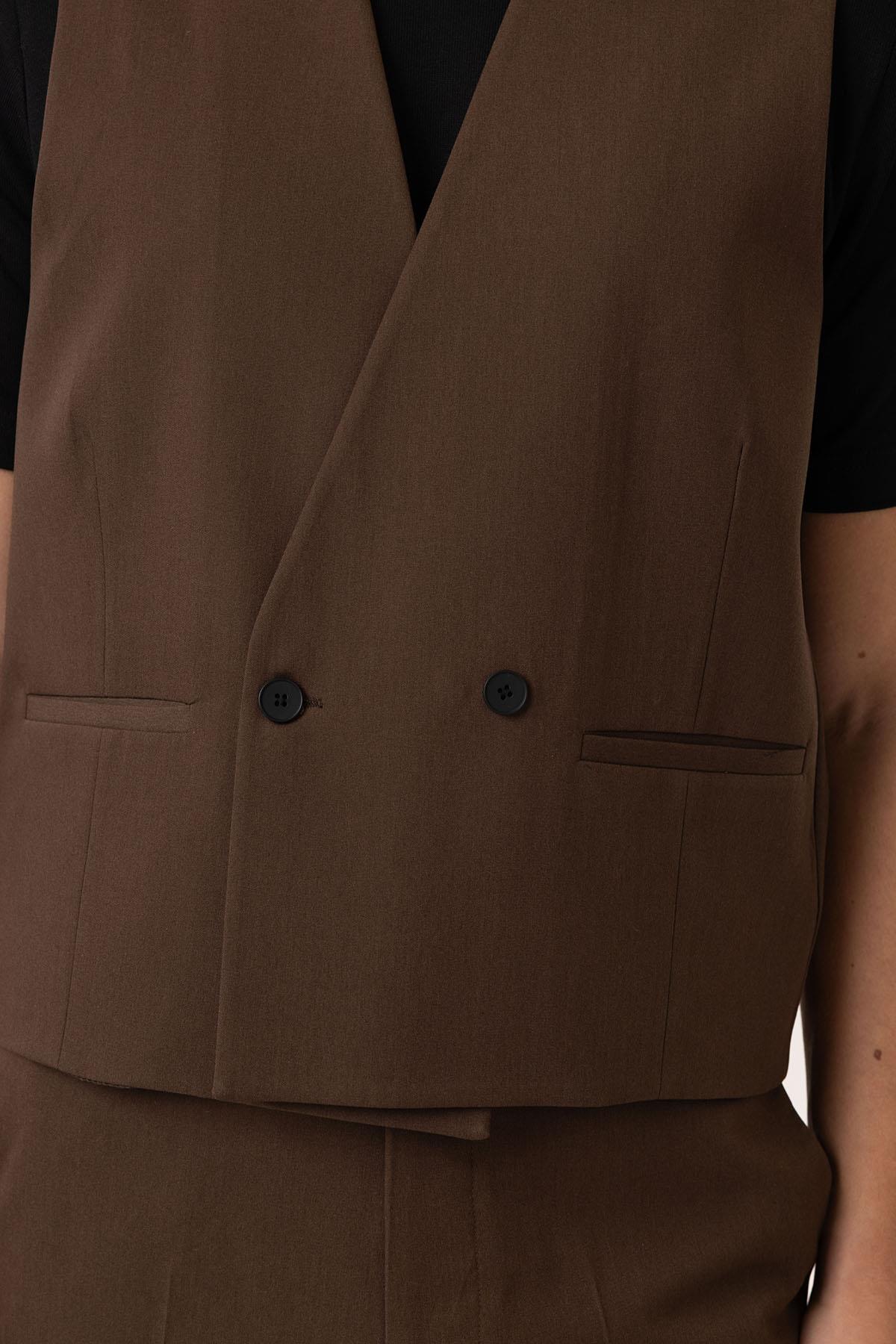 Antioch-Kahve Erkek Teknik Relax Fit Yelek-Yelek-3-Milagron.com