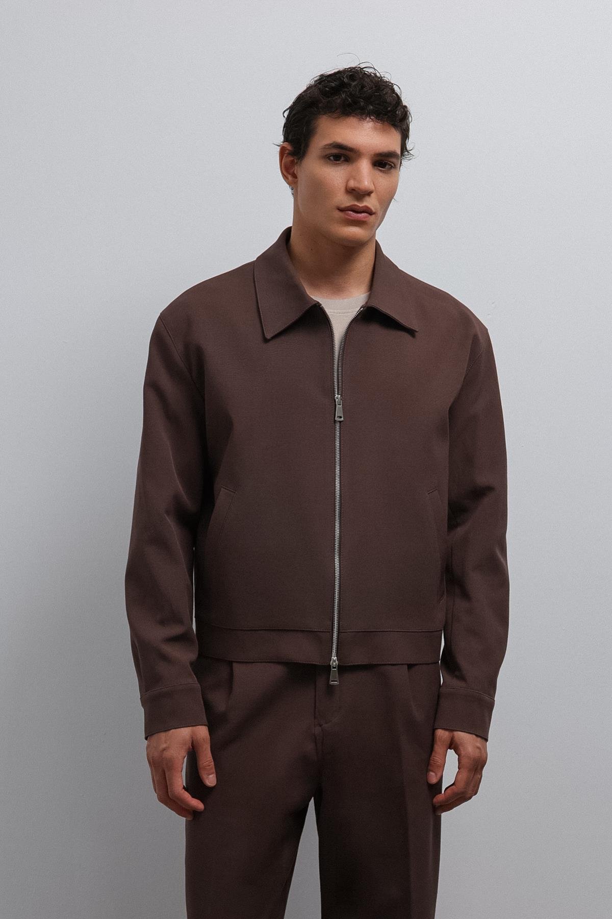 Antioch-Kahve Fermuarlı Mevsimlik Erkek Mont-Mont-1-Milagron.com