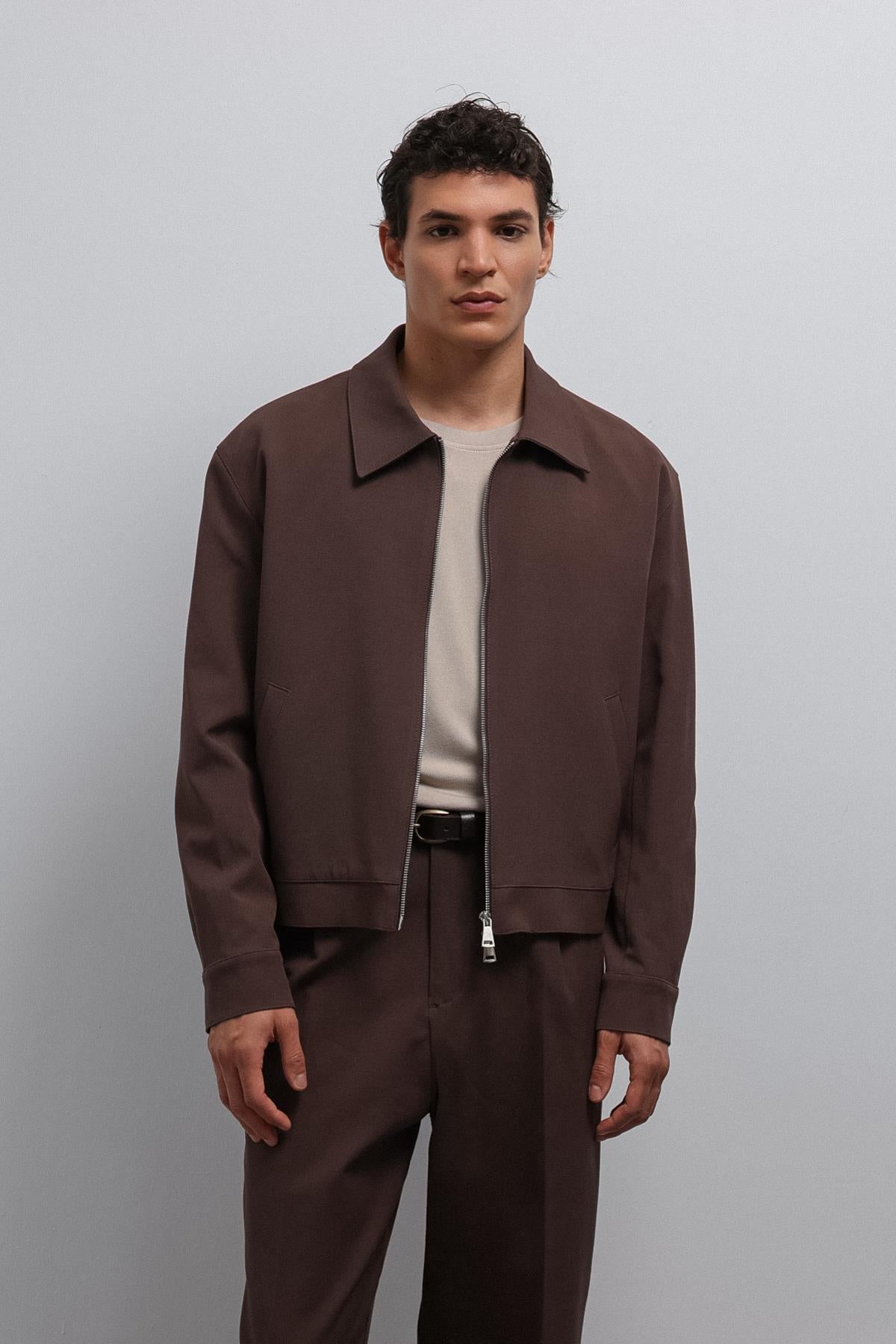 Antioch-Kahve Fermuarlı Mevsimlik Erkek Mont-Mont-2-Milagron.com