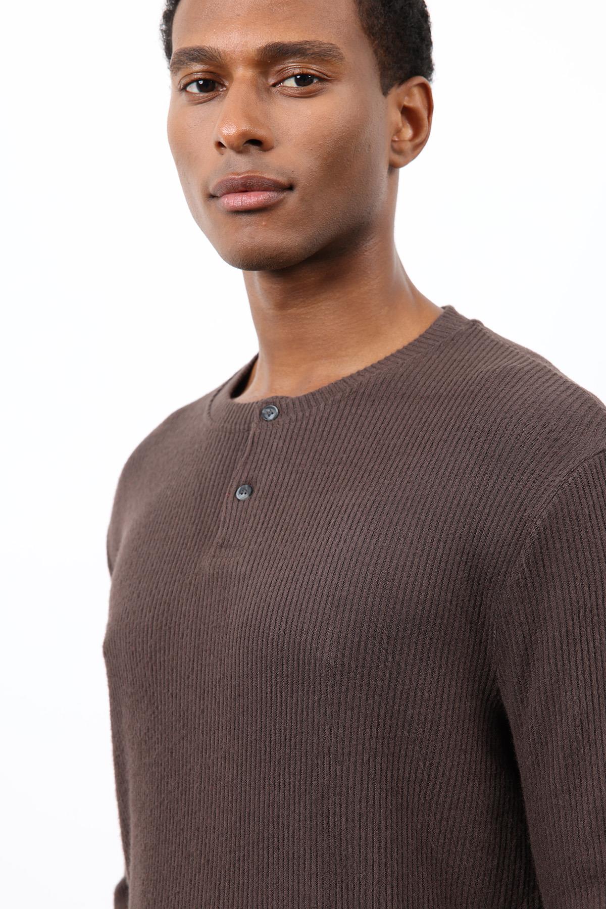 Antioch-Kahve Fitilli Düğmeli Yaka T Shirt-T-Shirt-6-Milagron.com