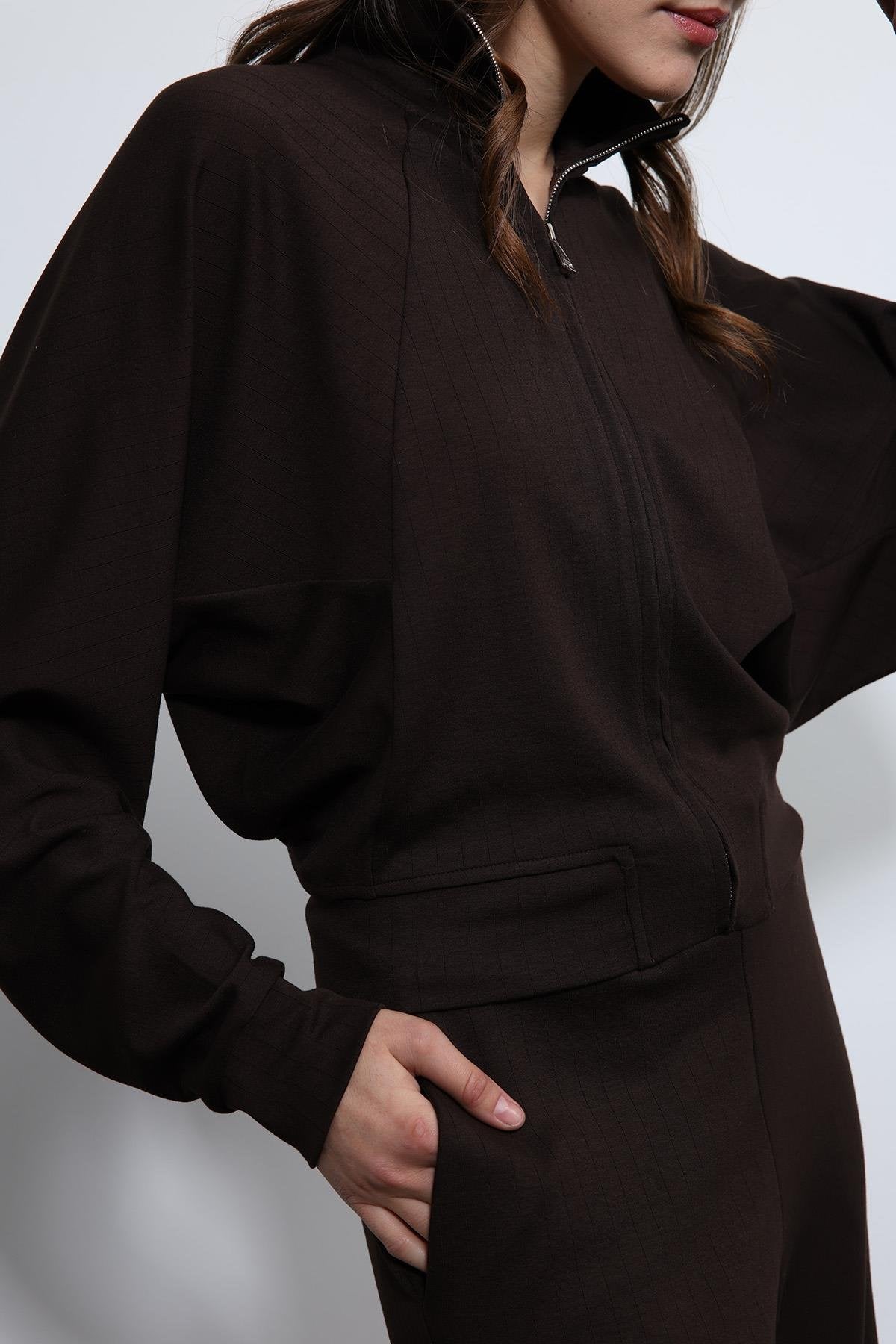 Antioch-Kahve Geniş Paça çizgili Eşofman Takım-Takım-7-Milagron.com