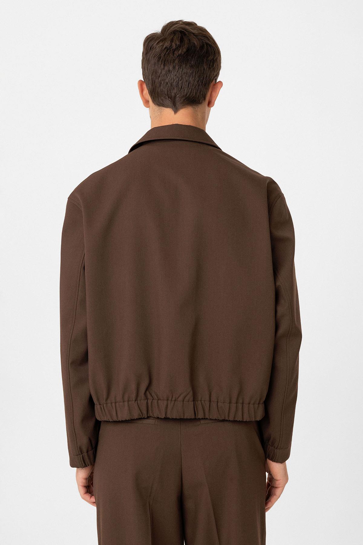 Antioch-Kahve Gizli Düğme Mevsimlik Relax Fit Erkek Mont-Mont-4-Milagron.com