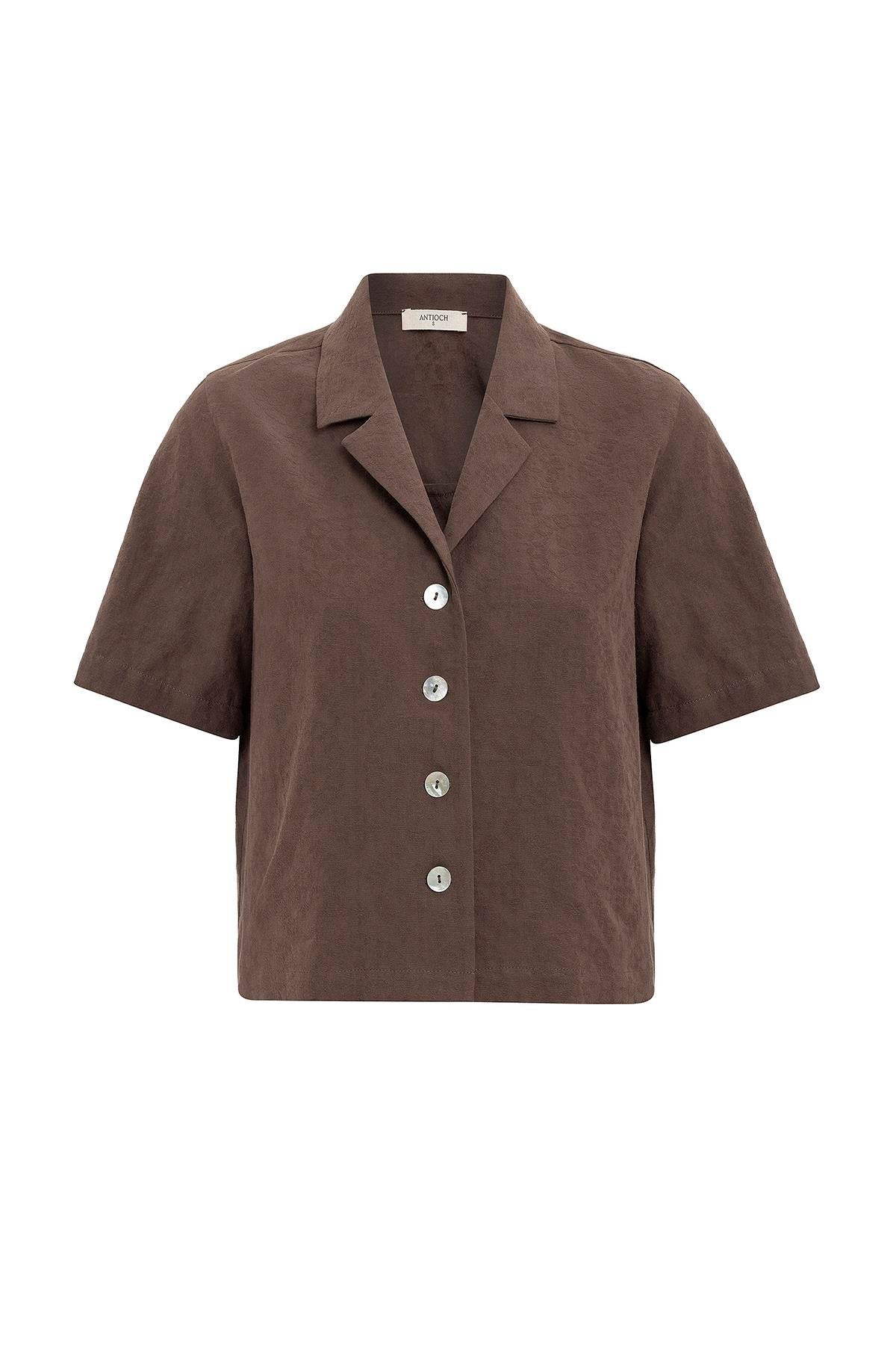 Antioch-Kahve Gömlek Şort Kadın Takım-Alt - Üst Takım-9-Milagron.com