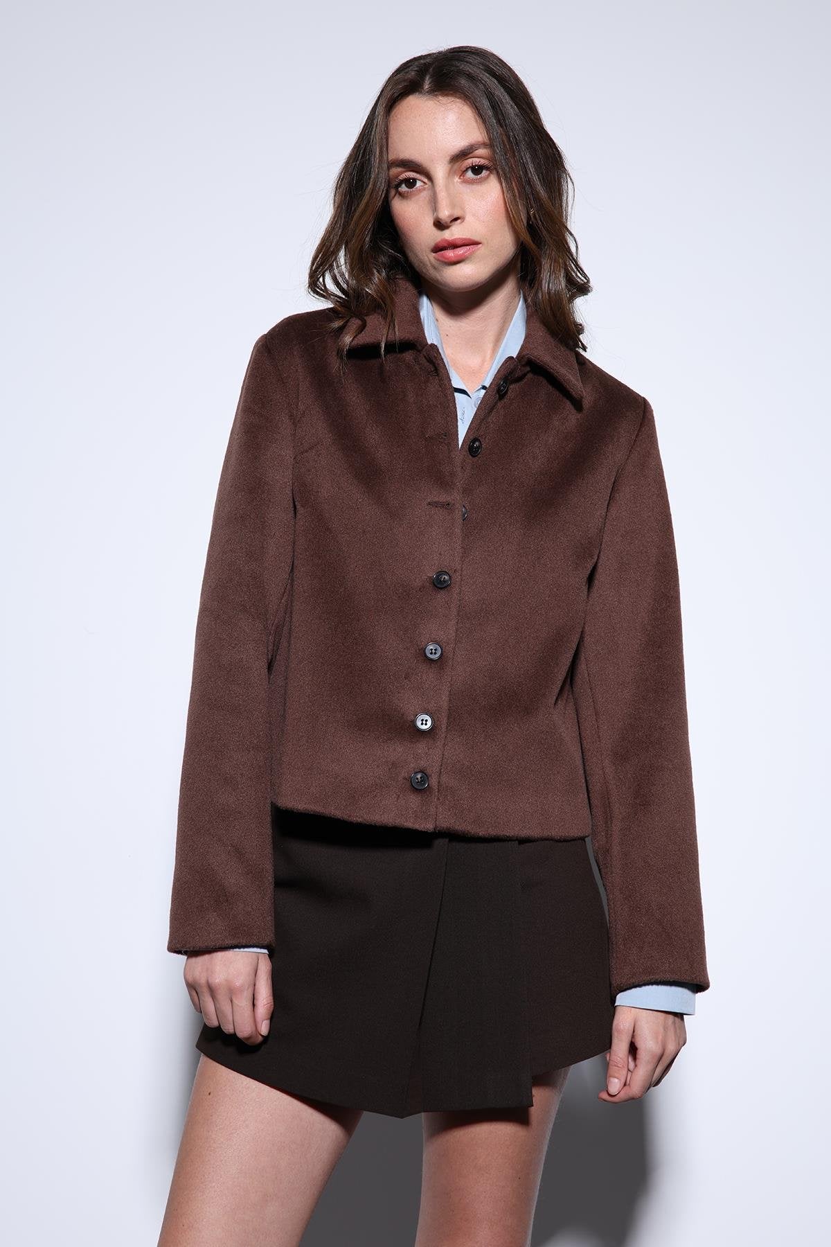 Antioch-Antioch Kahve Gömlek Yaka Kısa Kaşe Ceket-Ceket-1-Milagron.com