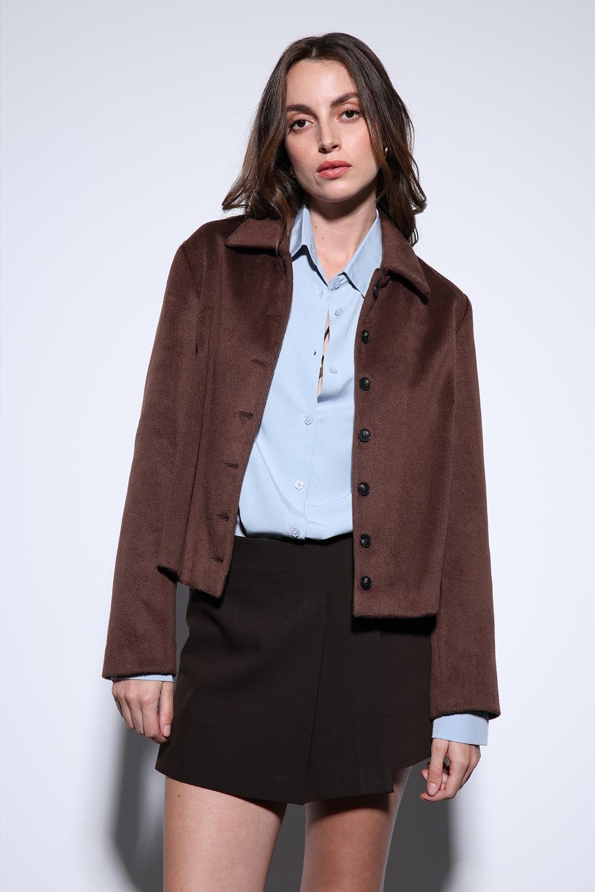 Antioch-Antioch Kahve Gömlek Yaka Kısa Kaşe Ceket-Ceket-2-Milagron.com