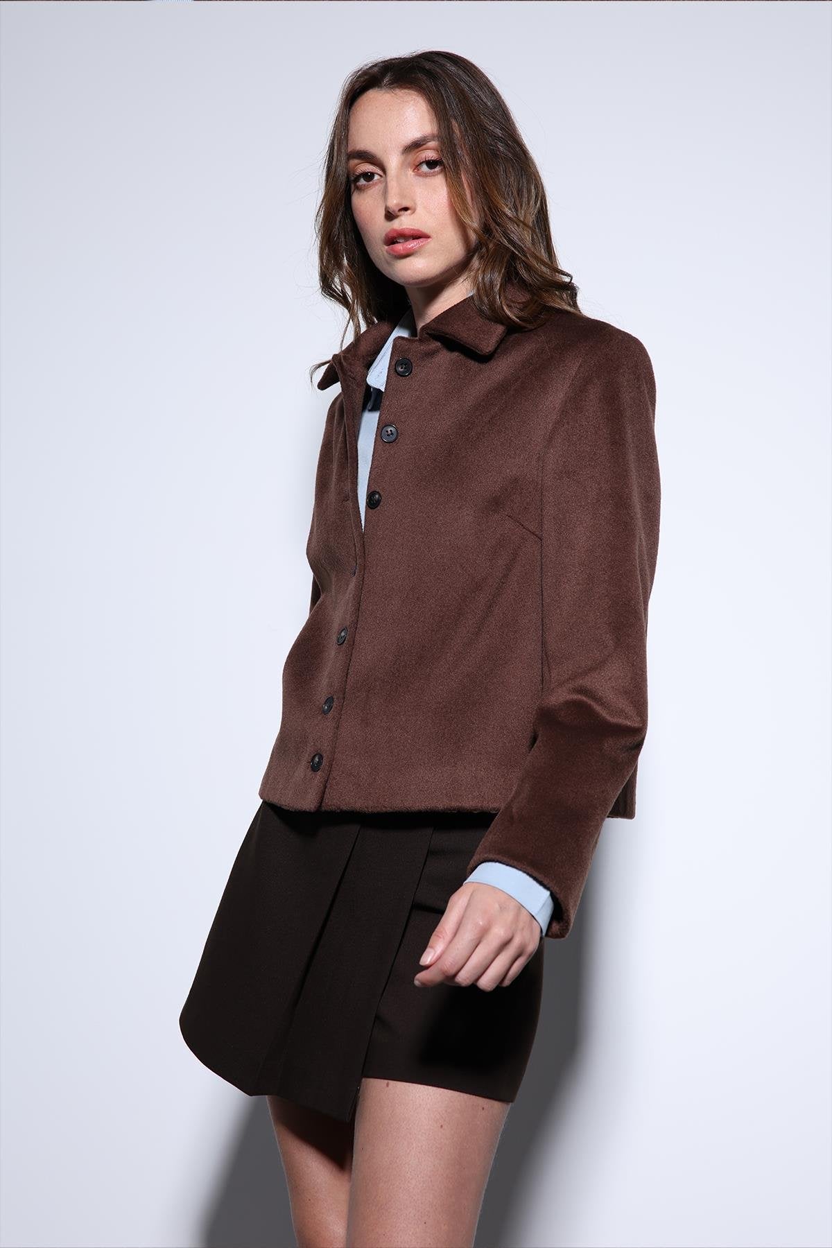 Antioch-Antioch Kahve Gömlek Yaka Kısa Kaşe Ceket-Ceket-4-Milagron.com