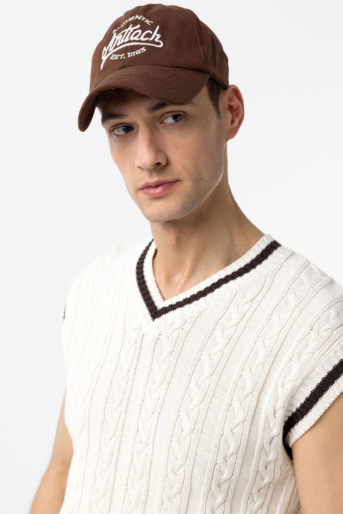 Antioch-Kahve İşlemeli Erkek Şapka-Şapka-1-Milagron.com