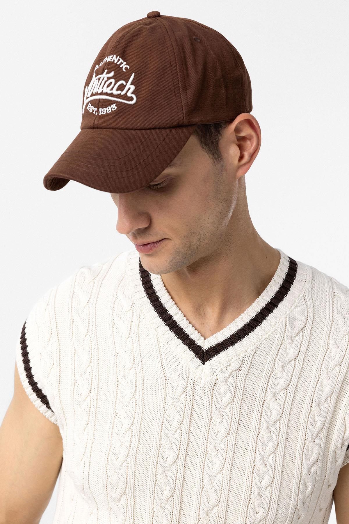 Antioch-Kahve İşlemeli Erkek Şapka-Şapka-2-Milagron.com