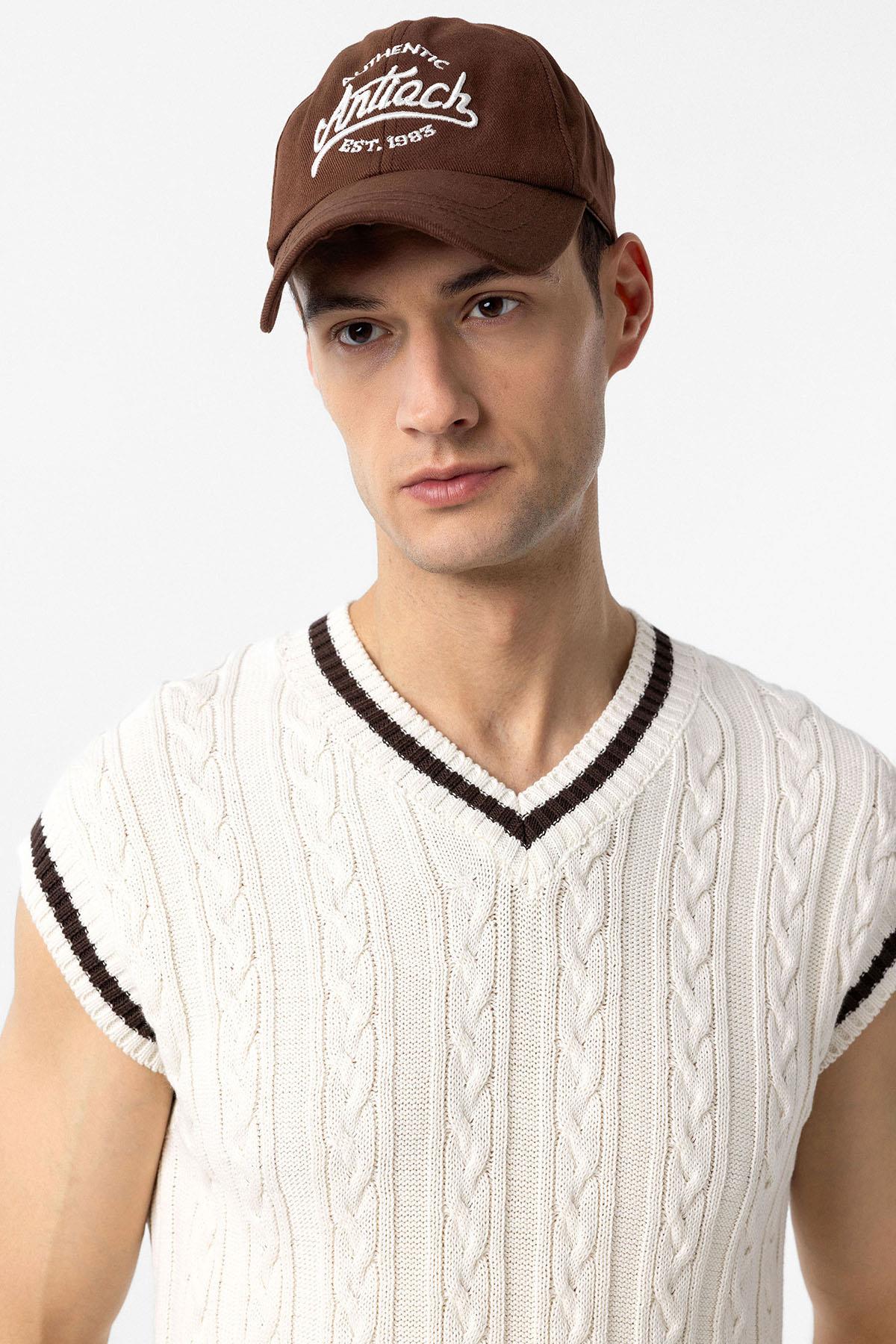 Antioch-Kahve İşlemeli Erkek Şapka-Şapka-3-Milagron.com