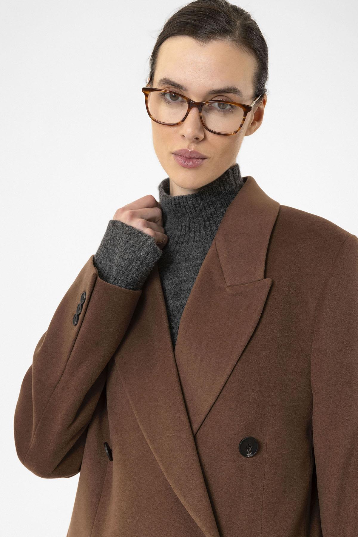 Antioch-Kahve Kadın Kruvaze Uzun Kaban-Kaban-5-Milagron.com