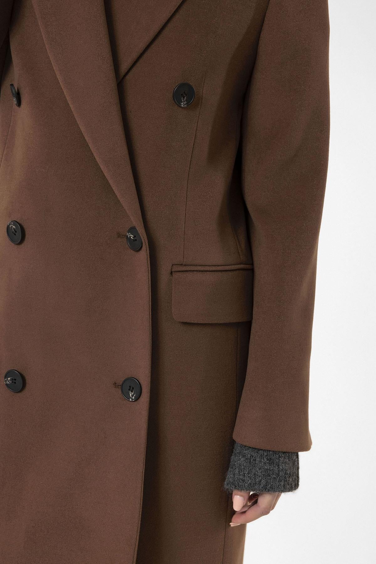 Antioch-Kahve Kadın Kruvaze Uzun Kaban-Kaban-6-Milagron.com