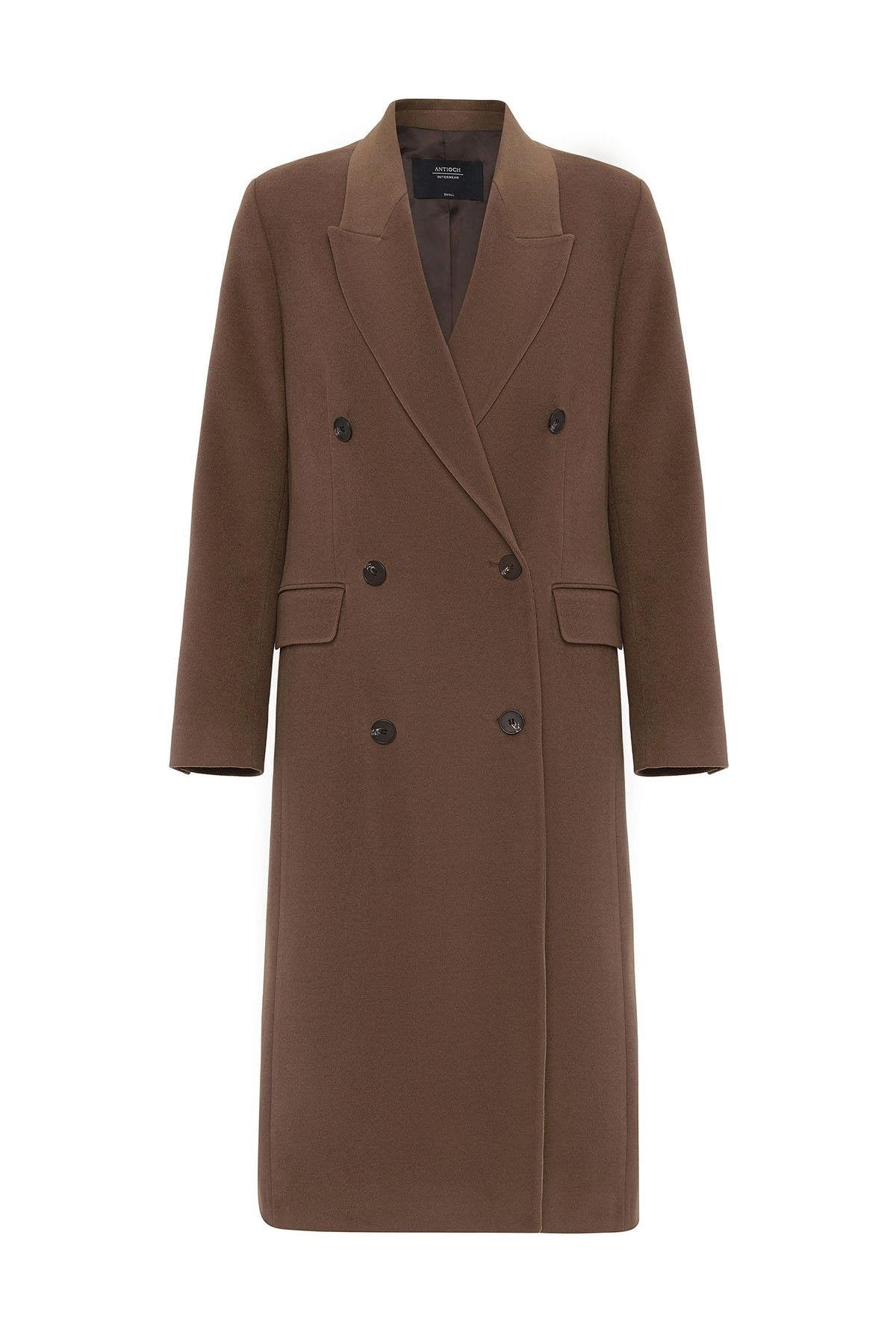 Antioch-Kahve Kadın Kruvaze Uzun Kaban-Kaban-8-Milagron.com