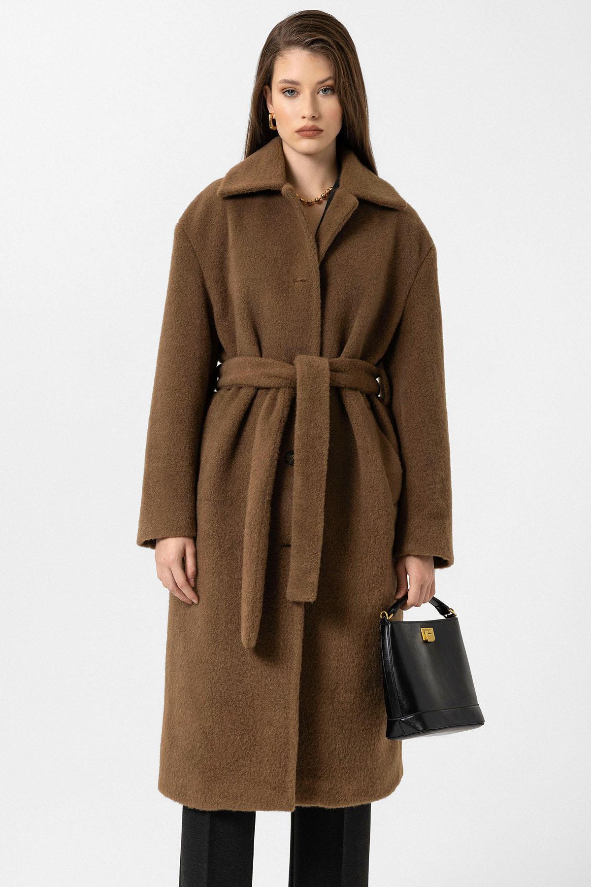 Antioch-Kahve Kadın Kuşaklı Yumuşak Dokulu Kaban-Kaban-2-Milagron.com