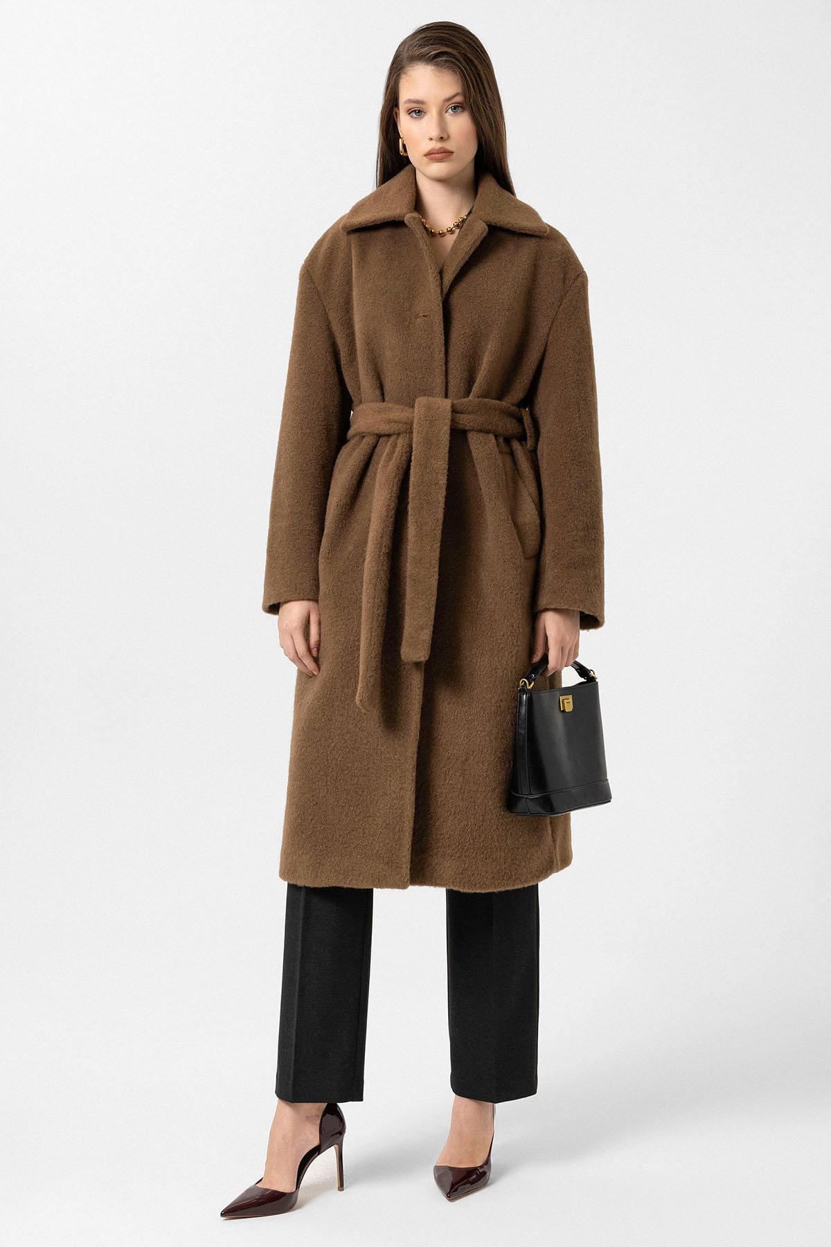 Antioch-Kahve Kadın Kuşaklı Yumuşak Dokulu Kaban-Kaban-3-Milagron.com