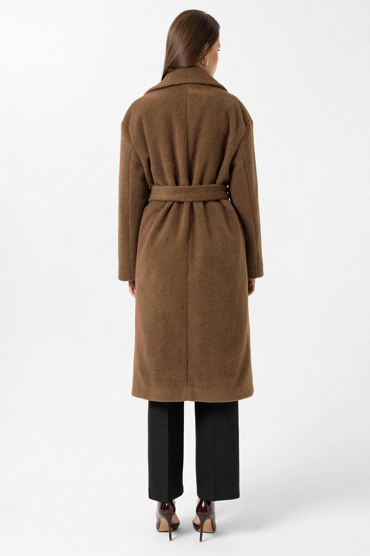 Antioch-Kahve Kadın Kuşaklı Yumuşak Dokulu Kaban-Kaban-5-Milagron.com