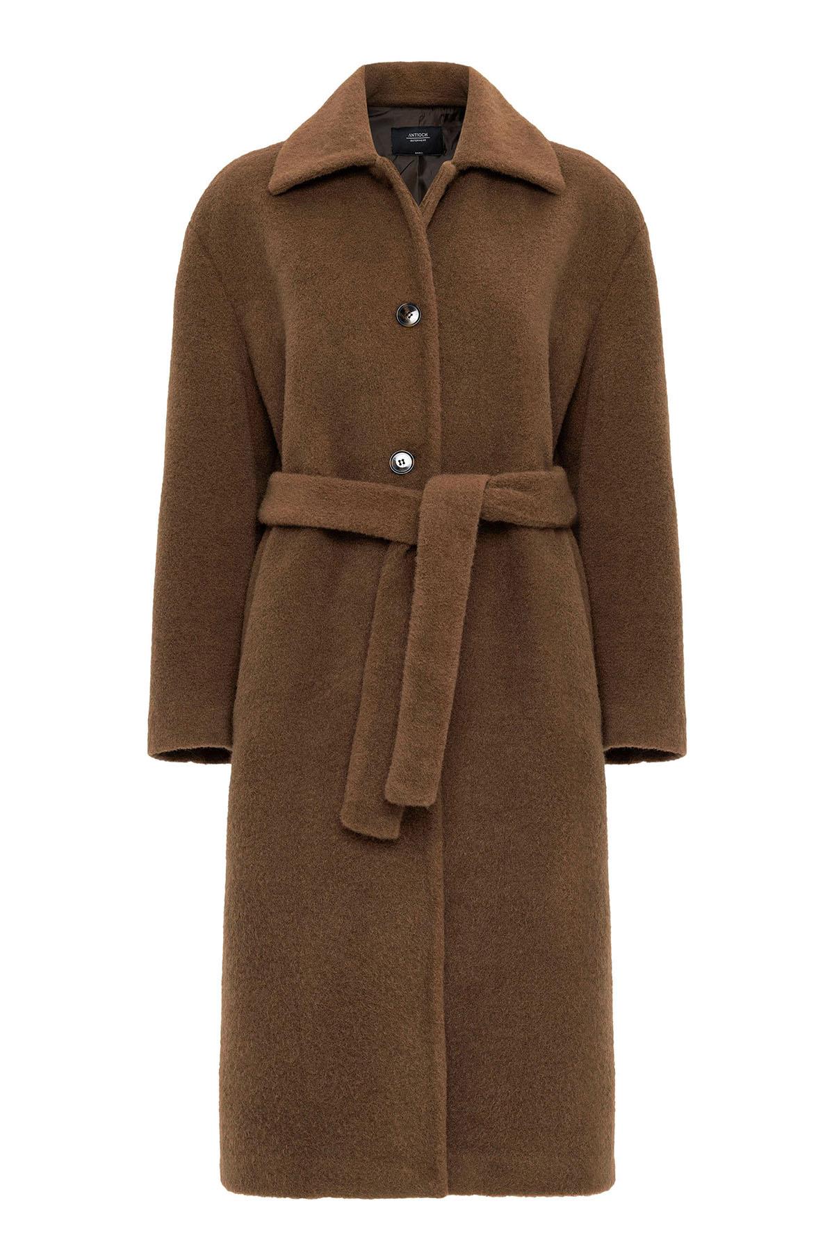 Antioch-Kahve Kadın Kuşaklı Yumuşak Dokulu Kaban-Kaban-6-Milagron.com