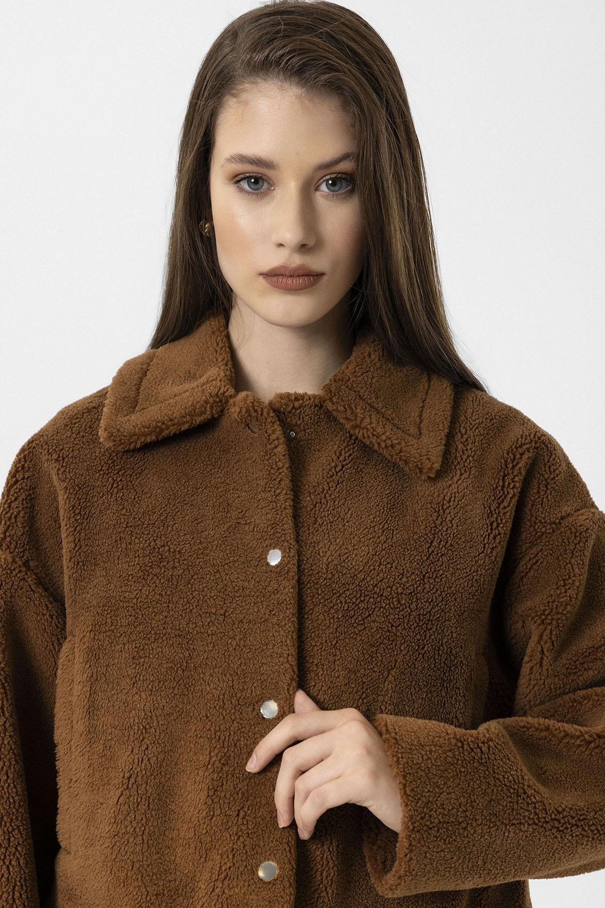 Antioch-Kahve Kadın Yumuşak Dokulu Mont-Mont-4-Milagron.com