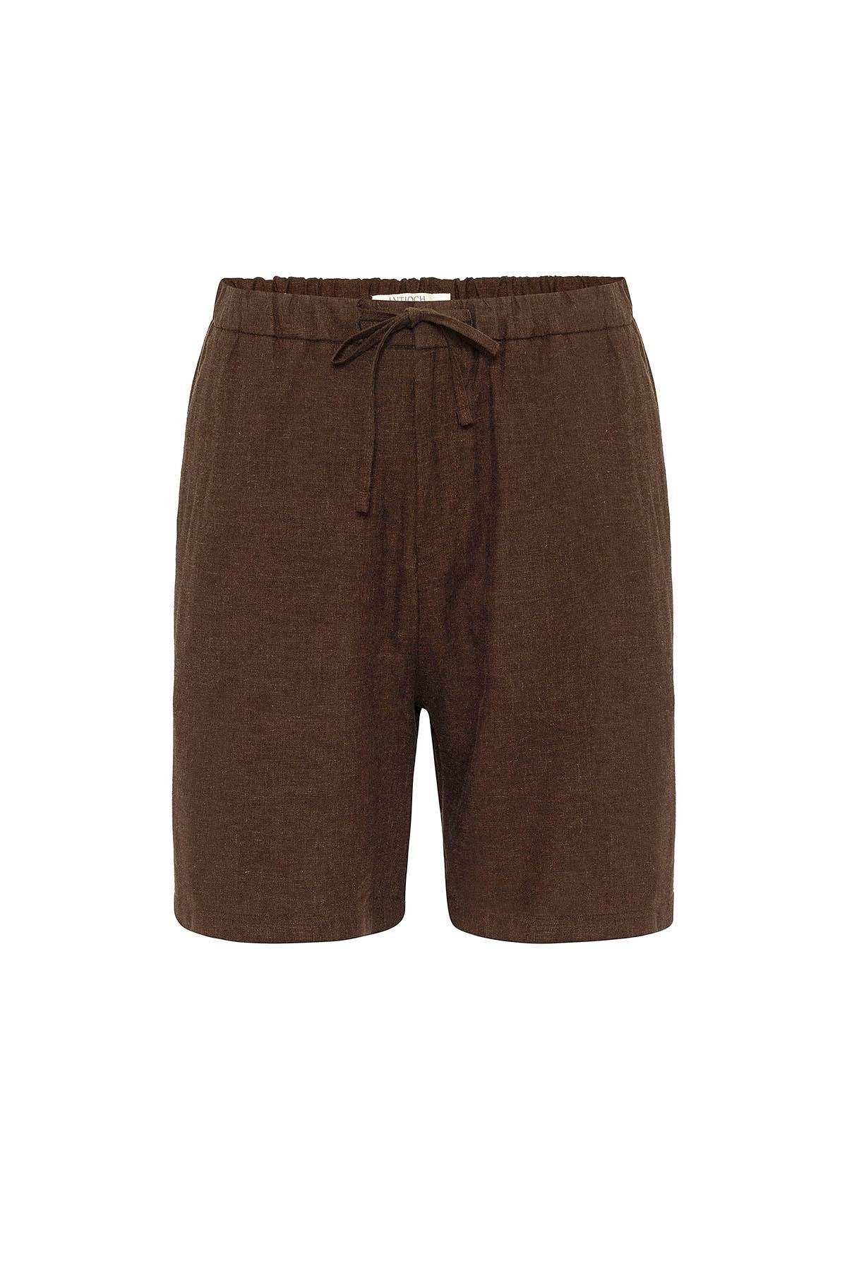 Antioch-Kahve Keten Karışımlı Erkek Şort-Şort-6-Milagron.com