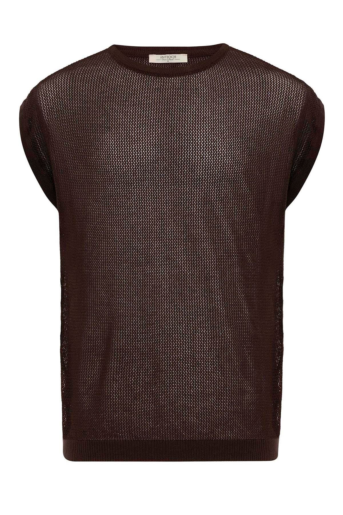 Antioch-Kahve Kolsuz Ajurlu Erkek T Shirt-T-Shirts-6-Milagron.com