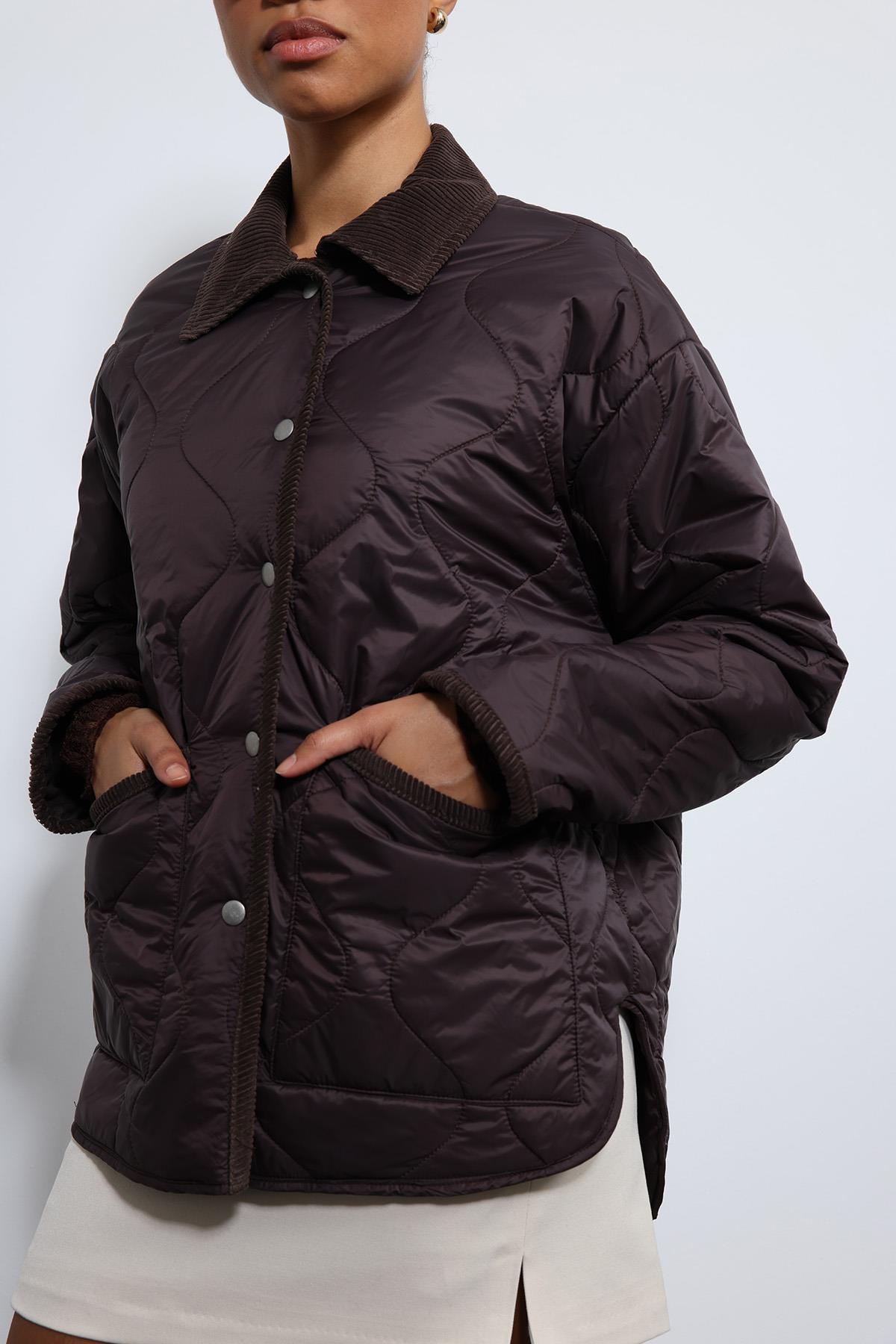 Antioch-Kahve Kontrast Yaka Desenli Mont-Mont-4-Milagron.com