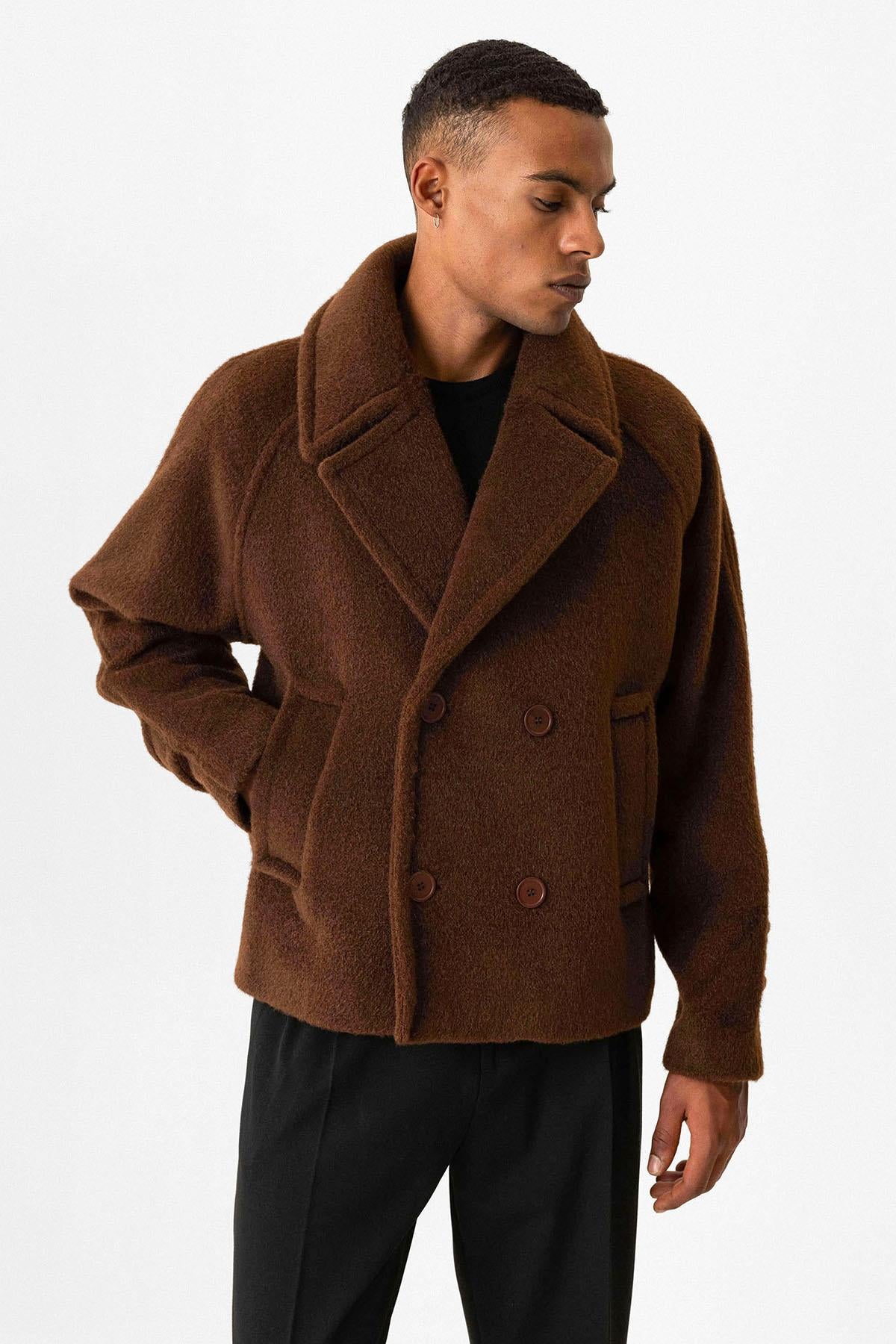 Antioch-Kahve Kruvaze Crop Fit Erkek Mont-Mont-1-Milagron.com