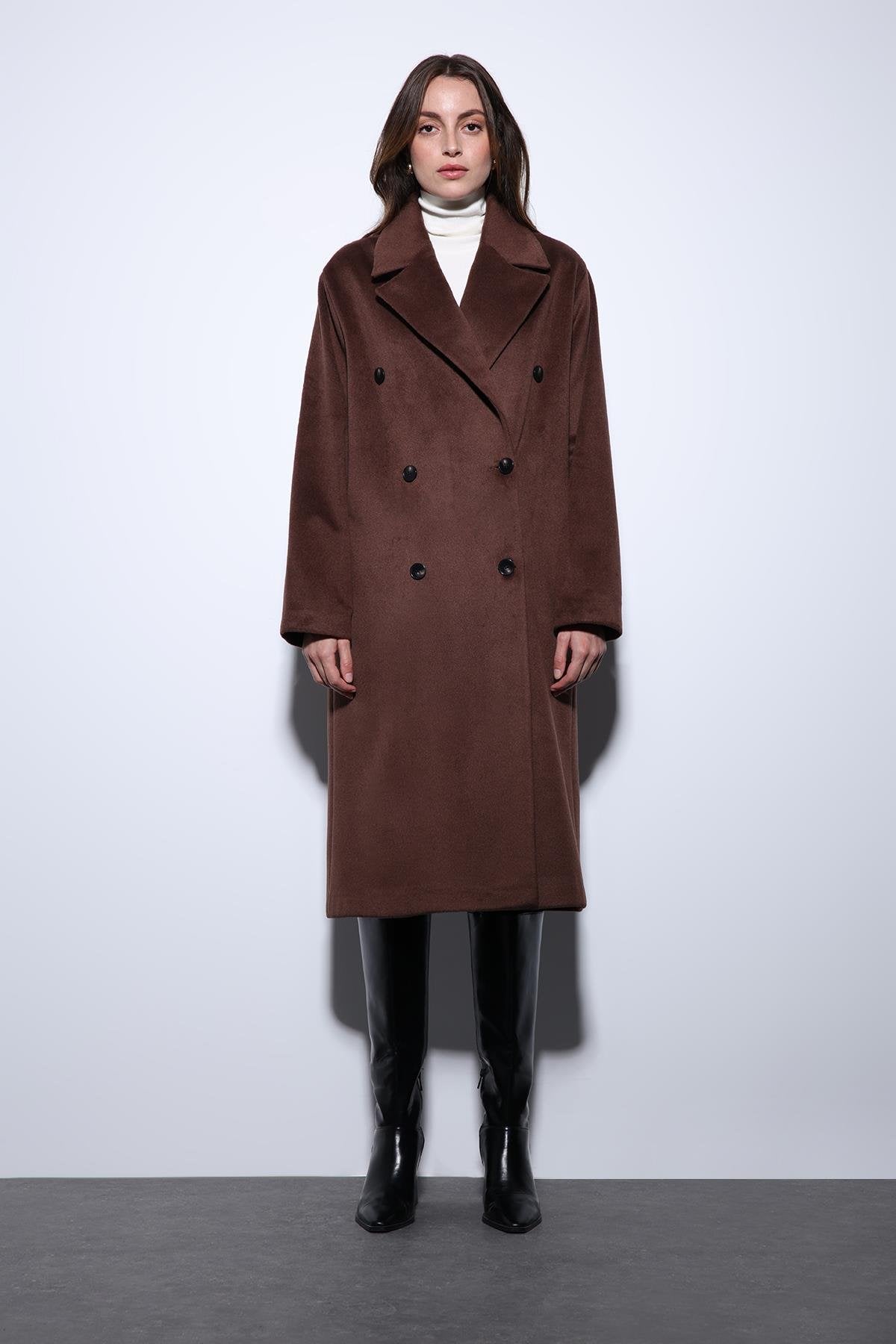 Antioch-Antioch Kahve Kruvaze Kadın Kaban-Kaban-2-Milagron.com