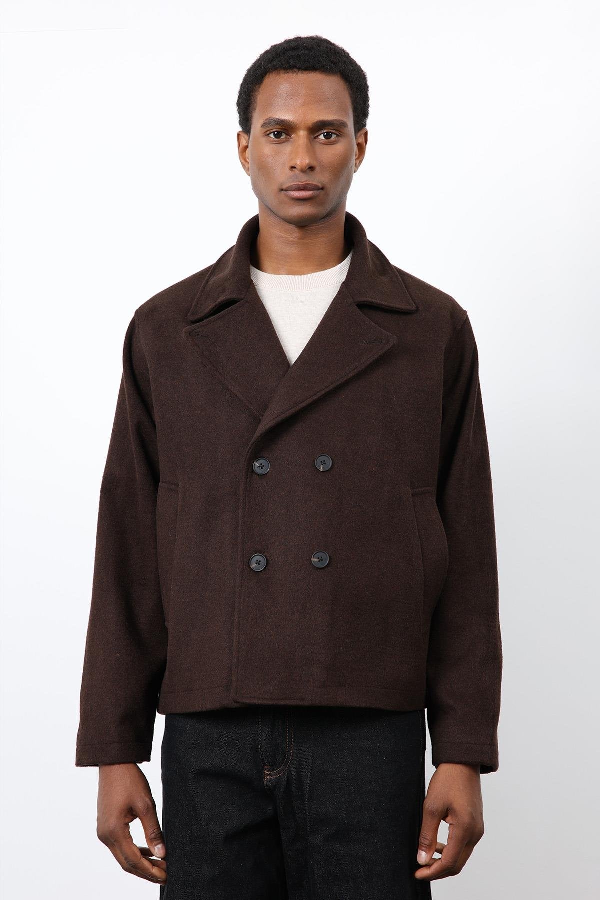 Antioch-Kahve Kruvaze Kapama Kısa Erkek Kaban-Kaban-4-Milagron.com