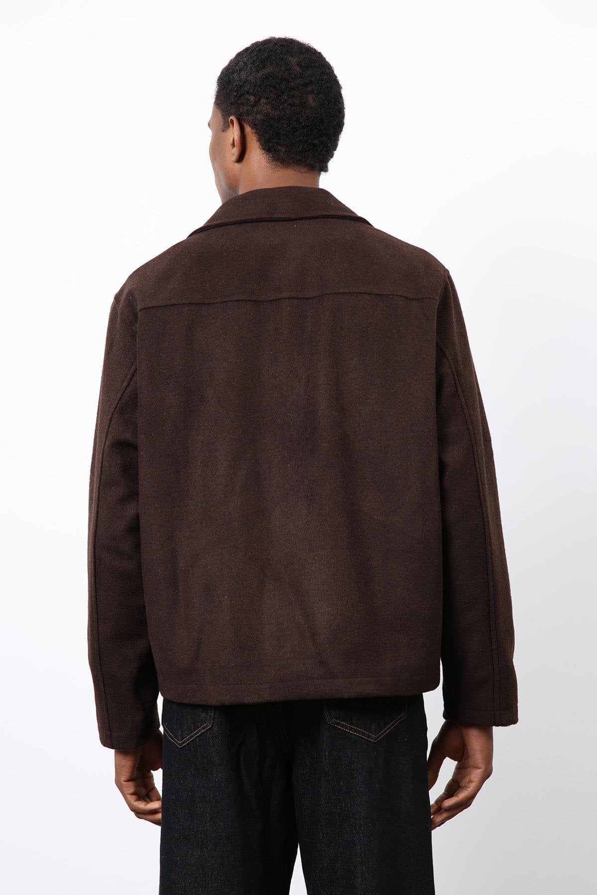 Antioch-Kahve Kruvaze Kapama Kısa Erkek Kaban-Kaban-6-Milagron.com