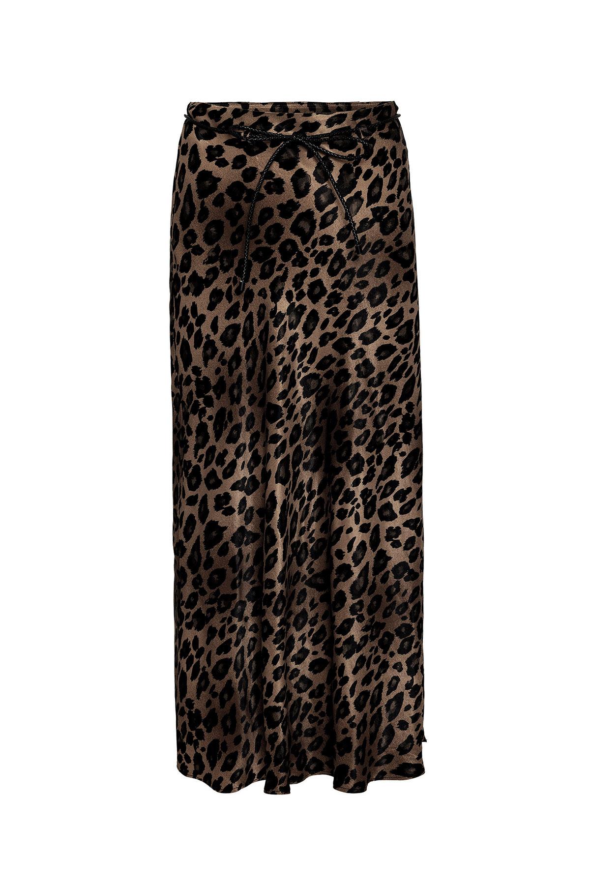 Antioch-Kahve Leopar Desenli Kemerli Uzun Kadın Etek-Etek-5-Milagron.com